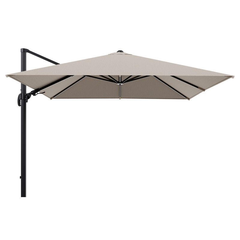 Avola zweefparasol met tiltfunctie in zwart aluminium met rustic weather+ softtouch parasoldoek - L1 300 x L2 300 cm (zonder voet)