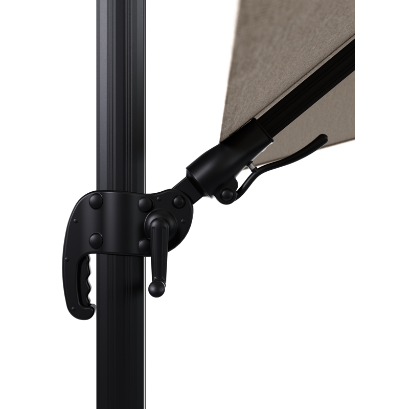 Avola zweefparasol met tiltfunctie in zwart aluminium met rustic weather+ softtouch parasoldoek - L1 300 x L2 300 cm (zonder voet)