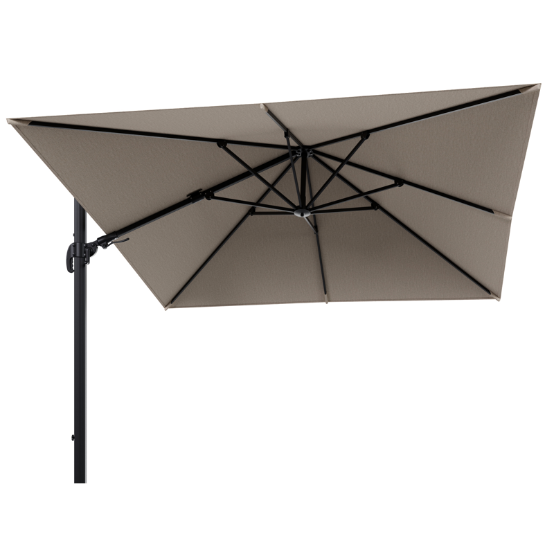 Avola zweefparasol met tiltfunctie in zwart aluminium met rustic weather+ softtouch parasoldoek - L1 300 x L2 300 cm (zonder voet)
