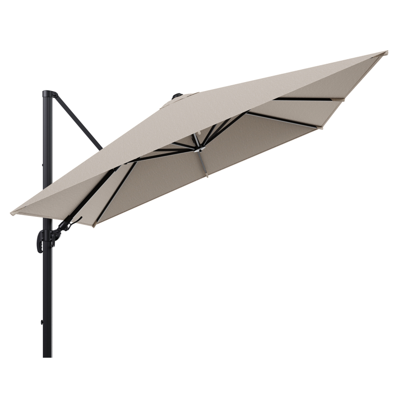 Avola zweefparasol met tiltfunctie in zwart aluminium met rustic weather+ softtouch parasoldoek - L1 300 x L2 300 cm (zonder voet)