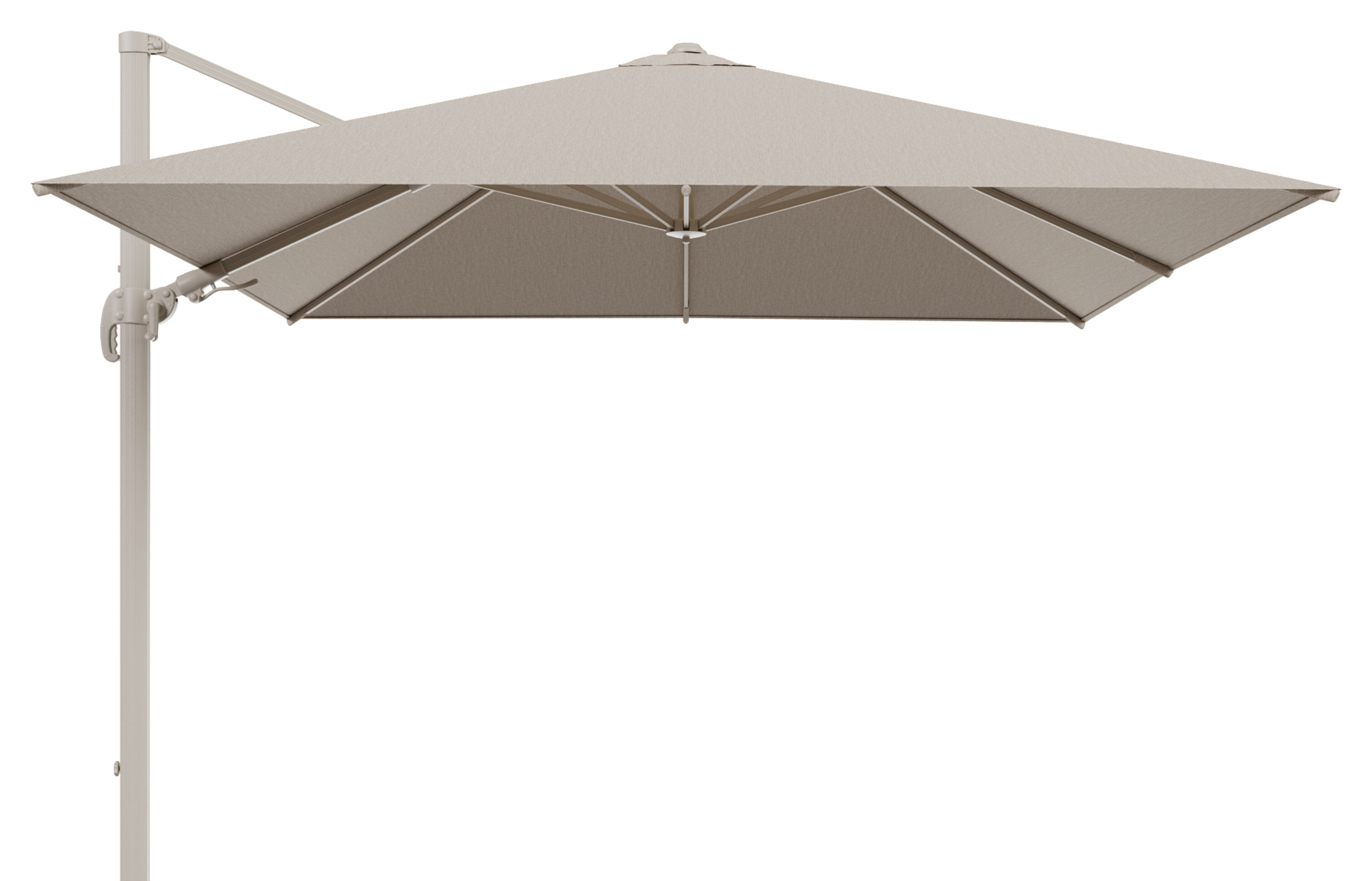 Parasol pedant Avola avec fonction tilt en aluminium beige avec toile de parasol en weather+ softtouch rustic - Lg.1 300 x Lg.2 300 cm (sans pied de parasol)