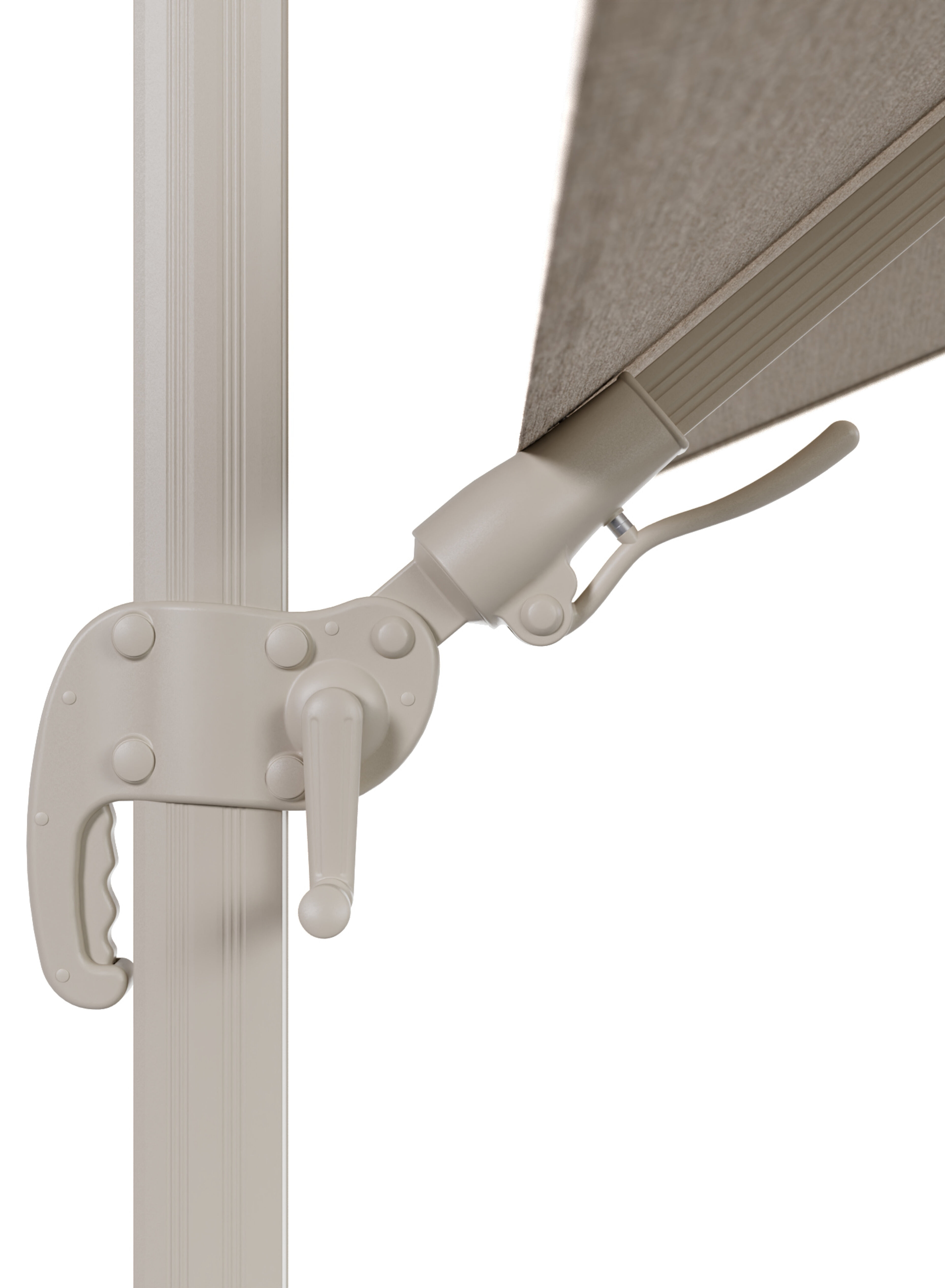 Parasol pedant Avola avec fonction tilt en aluminium beige avec toile de parasol en weather+ softtouch rustic - Lg.1 300 x Lg.2 300 cm (sans pied de parasol)