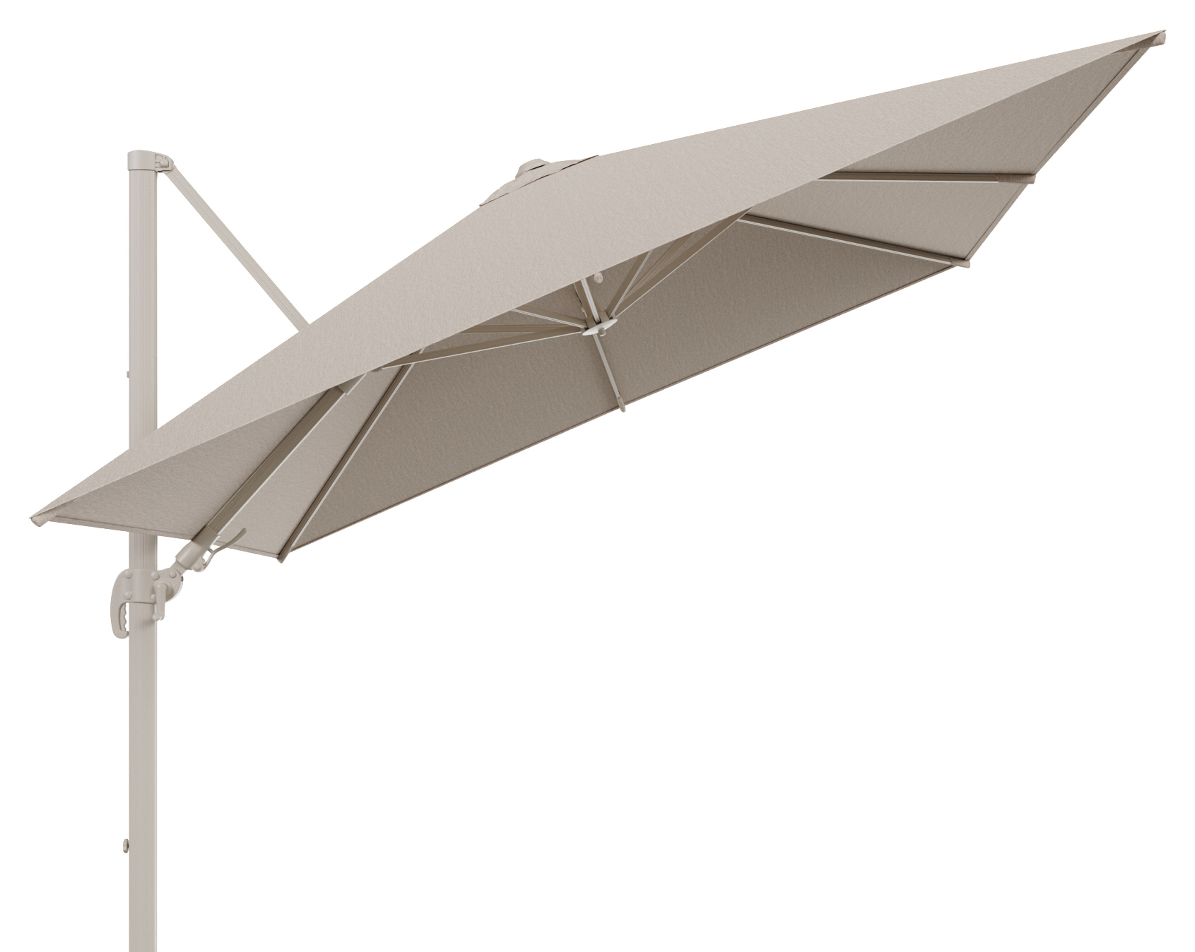 Parasol pedant Avola avec fonction tilt en aluminium beige avec toile de parasol en weather+ softtouch rustic - Lg.1 300 x Lg.2 300 cm (sans pied de parasol)