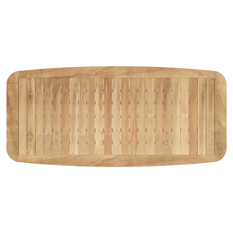 Mosa tuintafel bootvorm in wit aluminium en teak natural finish - L 240 x B 110 x H 74 cm