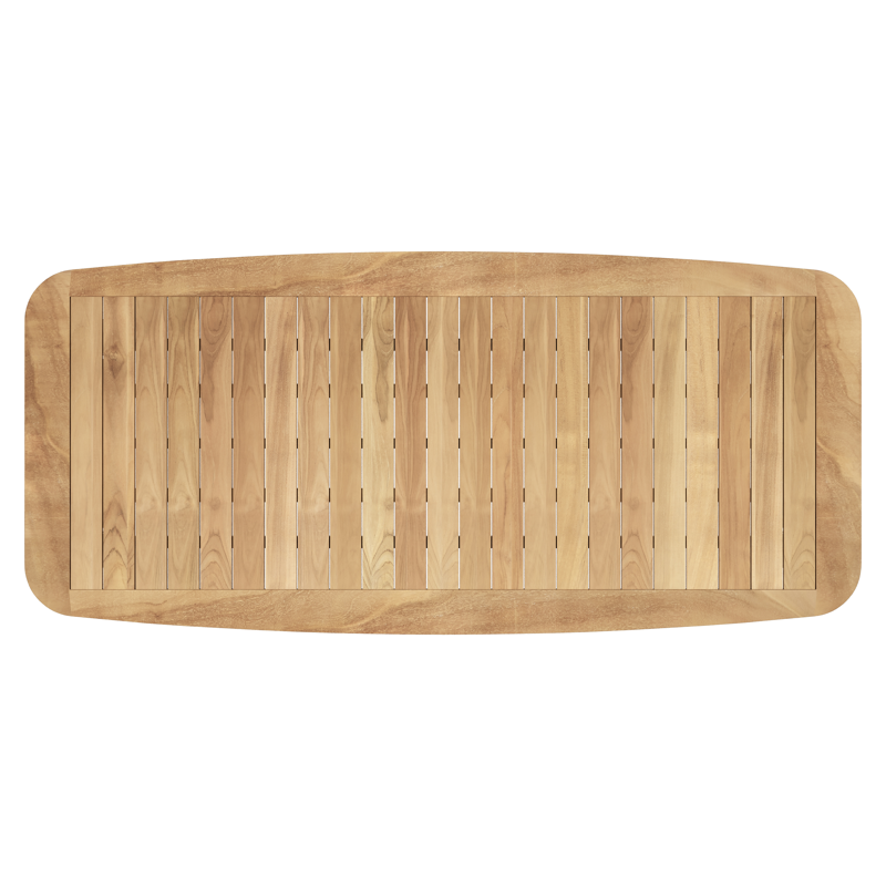 Mosa tuintafel bootvorm in zwart aluminium en teak natural finish - L 240 x B 110 x H 74 cm