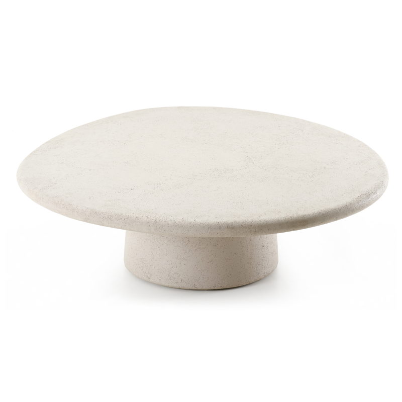 Table basse Globo en béton beige - Lg. 120 x Lrg. 112 x Haut. 34 cm