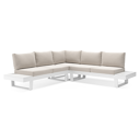 Salon de jardin d'angle Alora en aluminium blanc avec coussins en weather+ softtouch beige