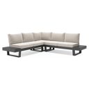 Salon de jardin d'angle Alora en aluminium noir avec coussins en weather+ softtouch beige