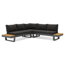 Alora loungehoek in zwart aluminium en polywood met zwart weather+ softtouch kussens