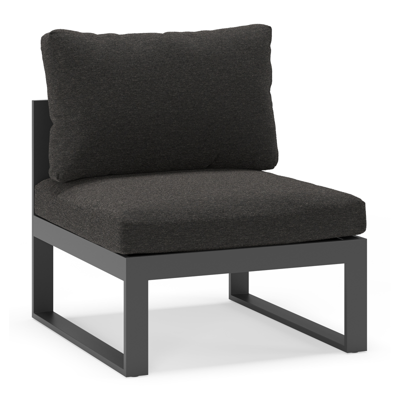 Fauteuil de jardin Caldela en aluminium noir avec coussins en weather+ softtouch noir