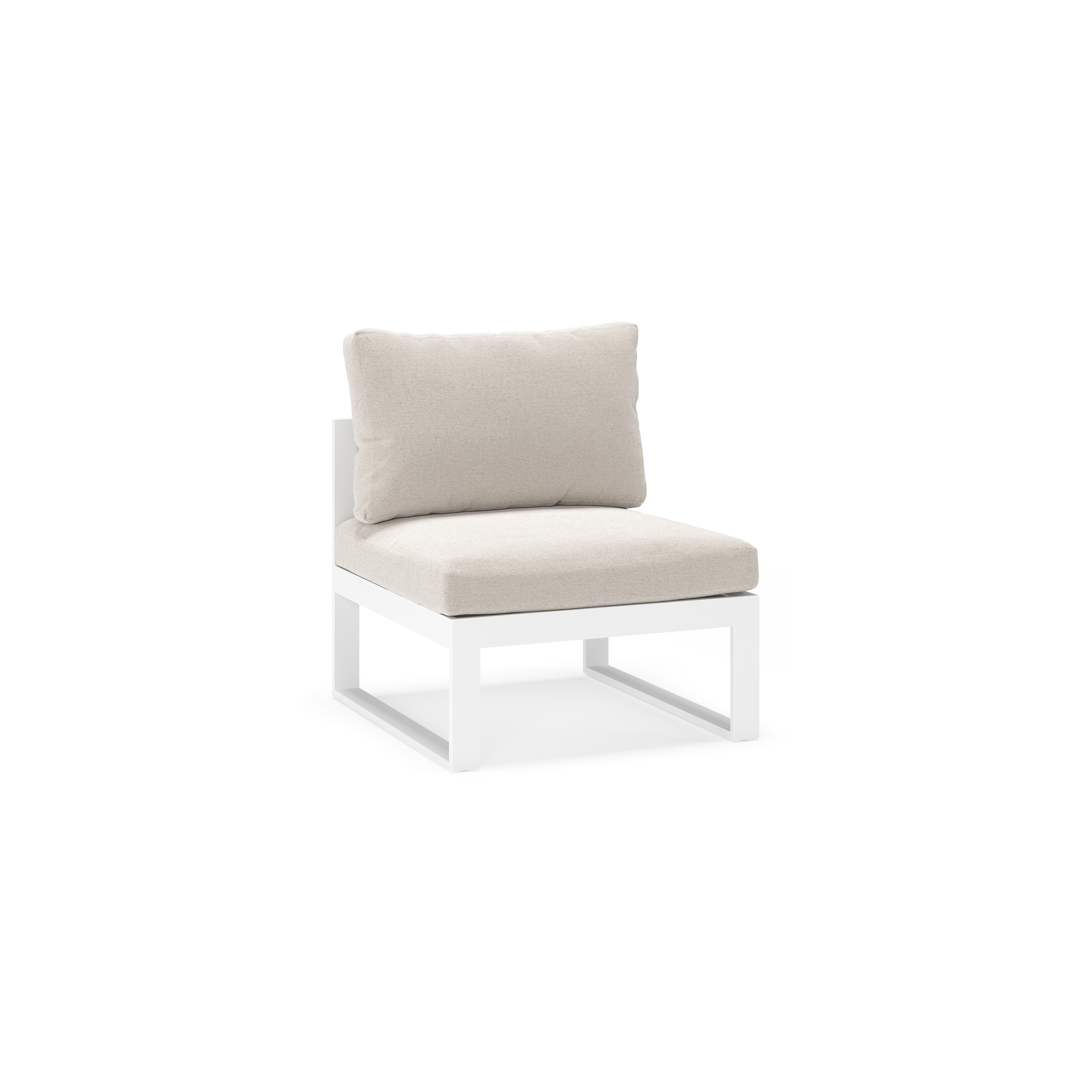 Caldela loungestoel in wit aluminium met beige Weather+ Olefin kussens