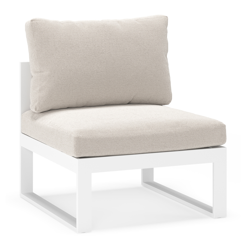 Caldela loungestoel in wit aluminium met beige Weather+ Olefin kussens