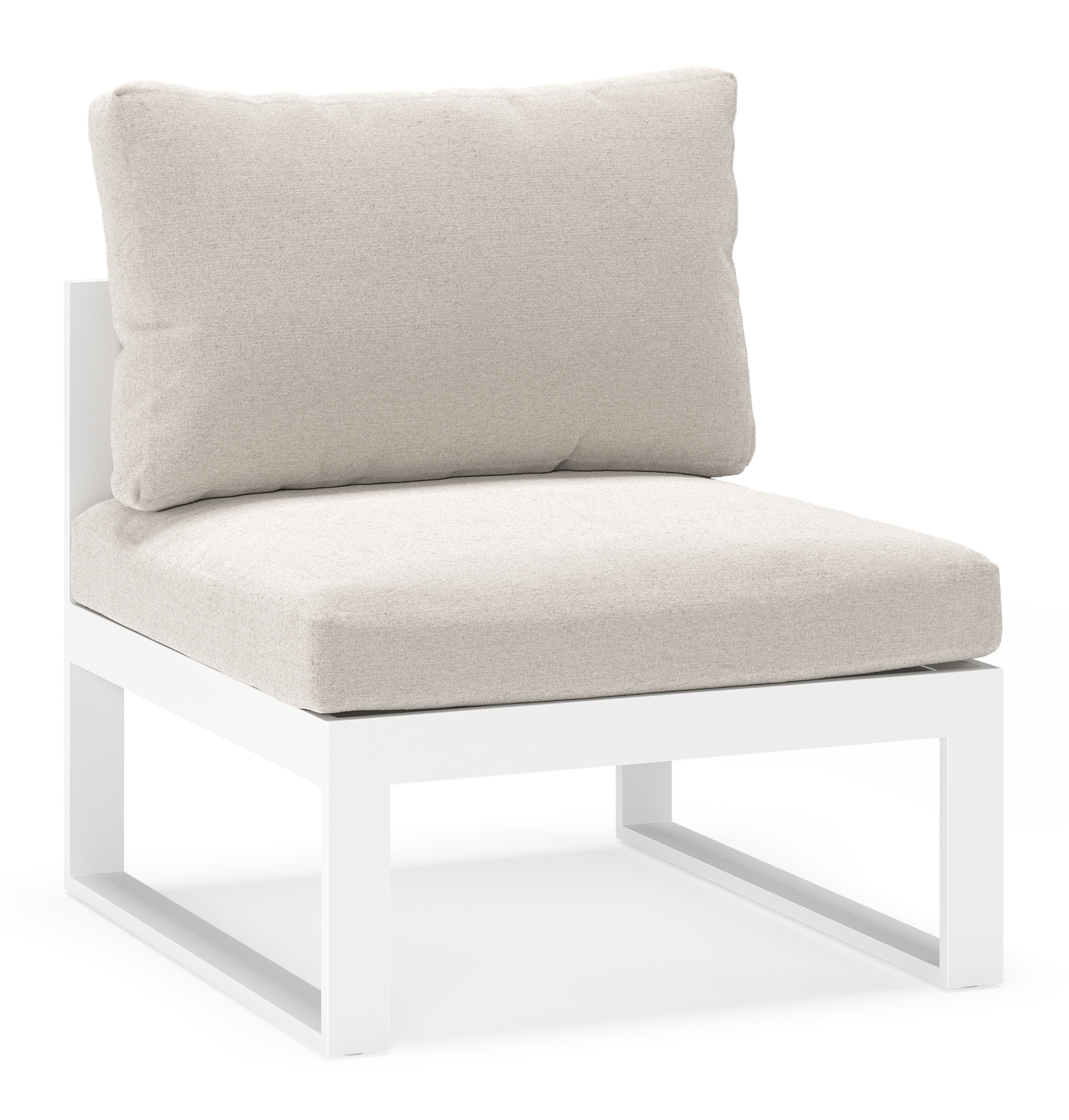 Fauteuil de jardin Caldela en aluminium blanc avec coussins en Weather+ Olefin beige