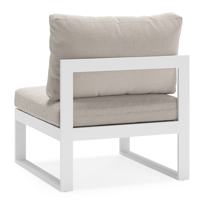 Caldela loungestoel in wit aluminium met beige Weather+ Olefin kussens