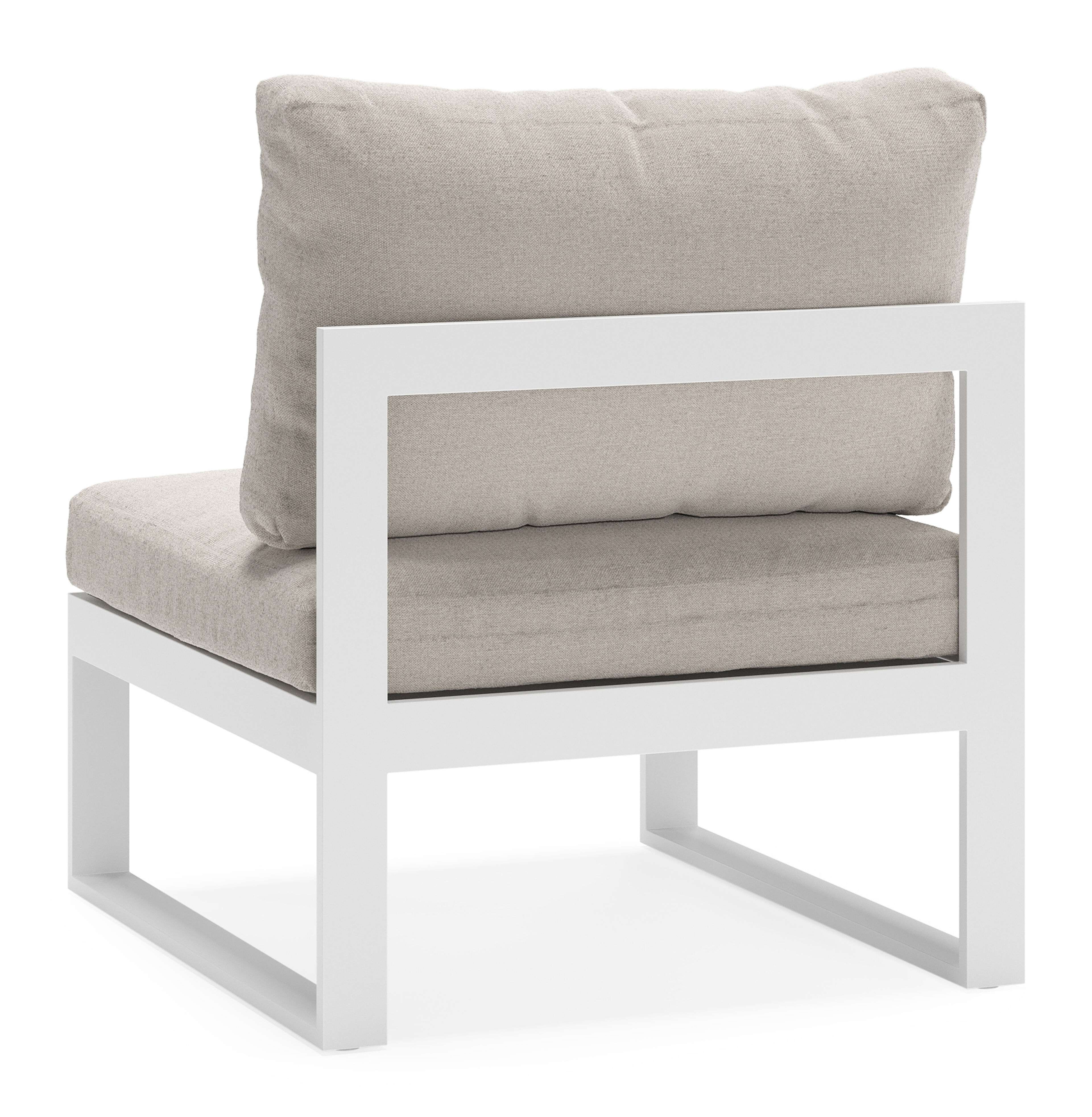Fauteuil de jardin Caldela en aluminium blanc avec coussins en Weather+ Olefin beige