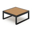 Caldela loungetafel in zwart aluminium en polywood - L 70 x B 70 x H 31 cm