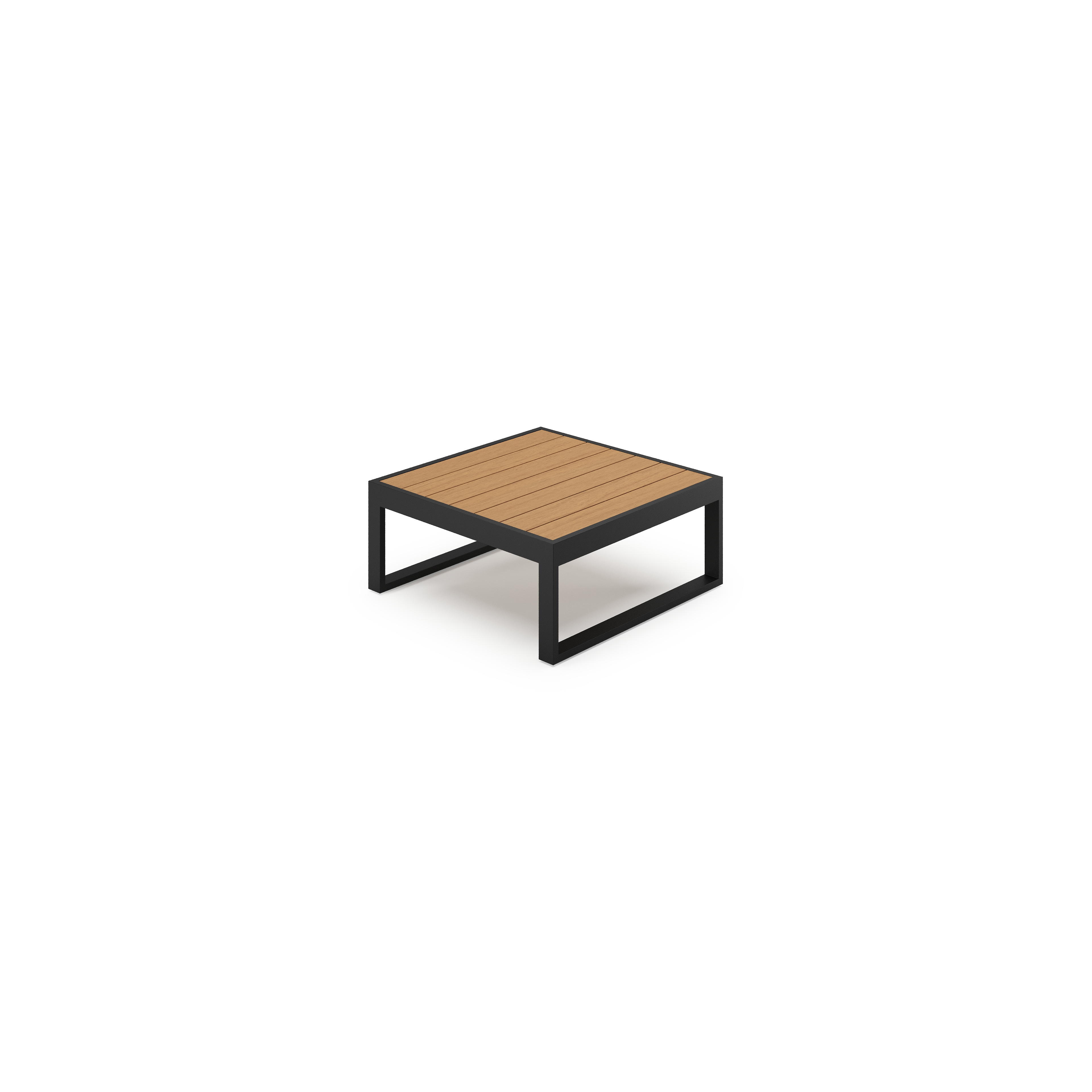 Caldela loungetafel in zwart aluminium en polywood - L 70 x B 70 x H 31 cm