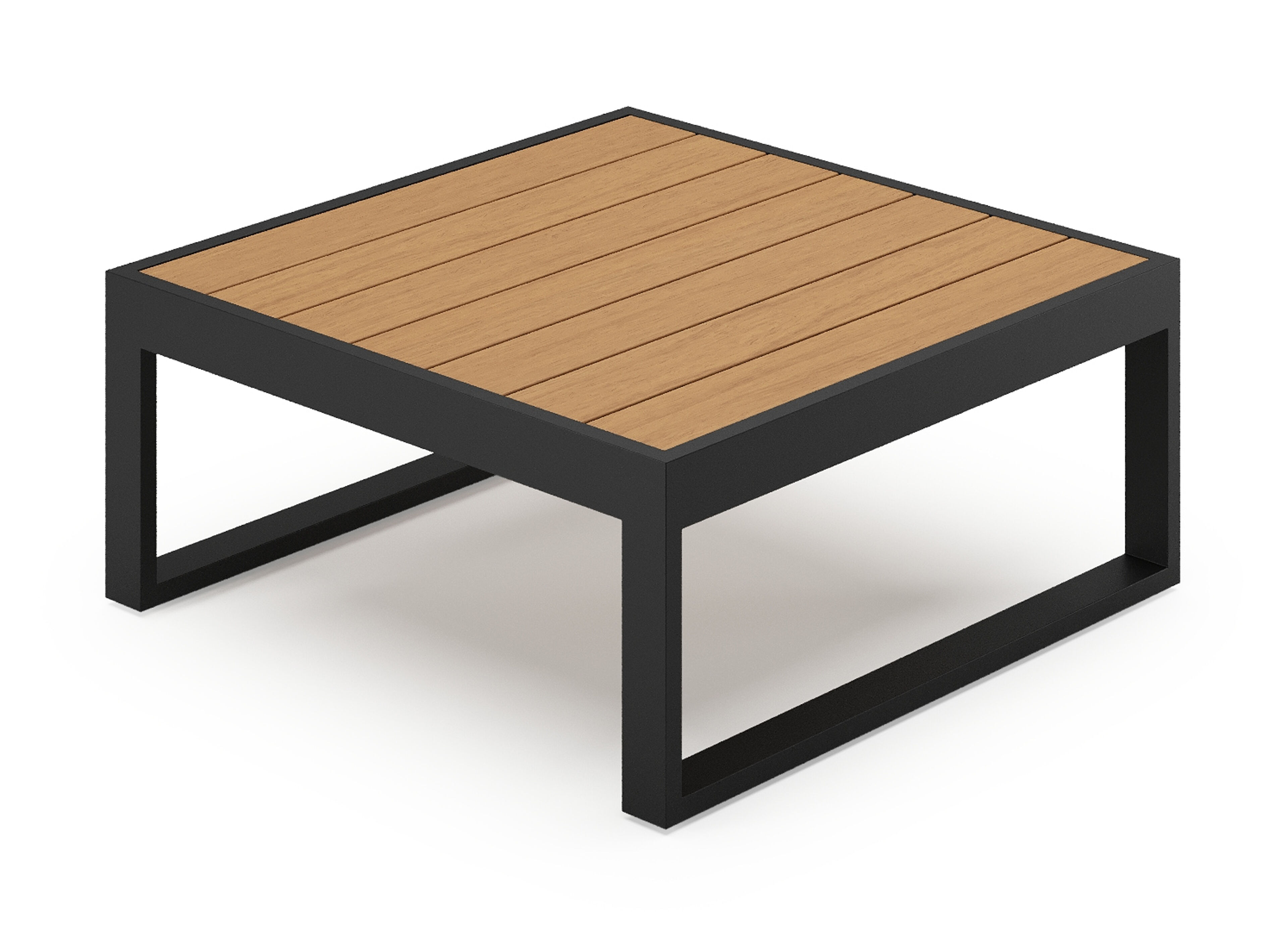Caldela loungetafel in zwart aluminium en polywood - L 70 x B 70 x H 31 cm