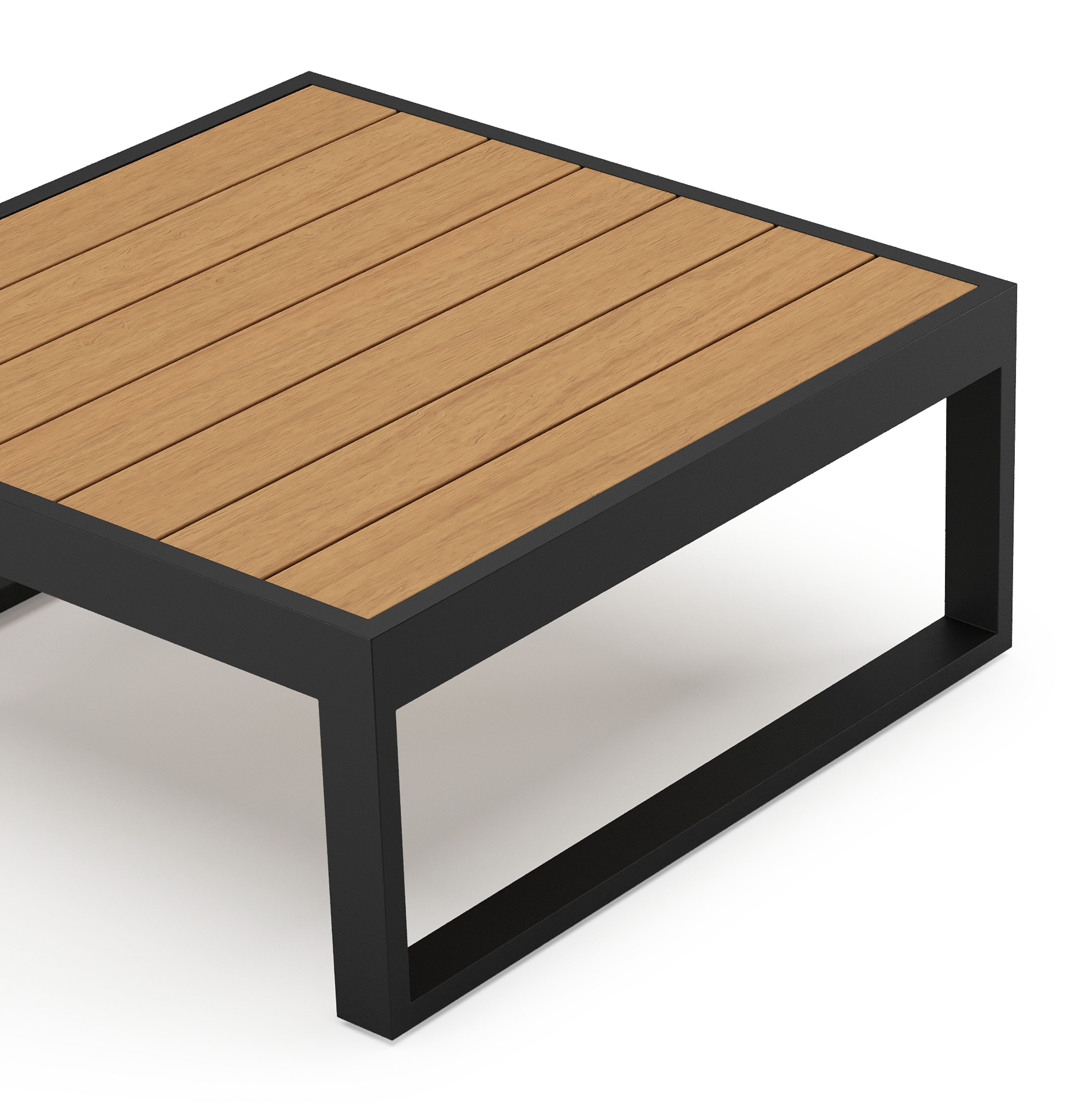 Caldela loungetafel in zwart aluminium en polywood - L 70 x B 70 x H 31 cm