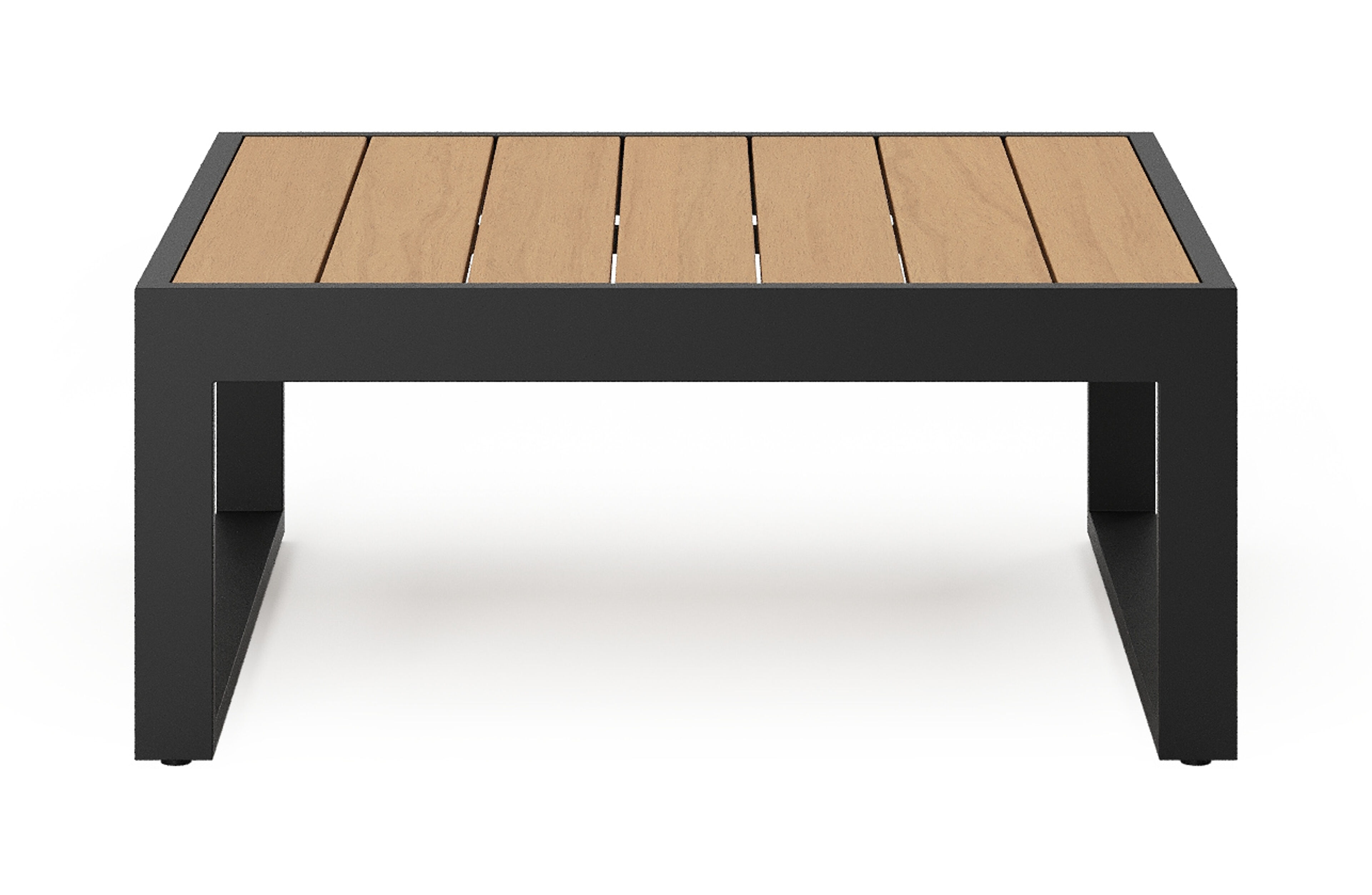 Caldela loungetafel in zwart aluminium en polywood - L 70 x B 70 x H 31 cm