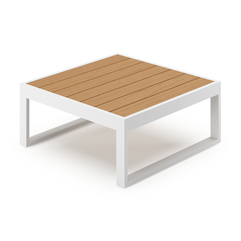 Caldela loungetafel in wit aluminium en polywood - L 70 x B 70 x H 31 cm