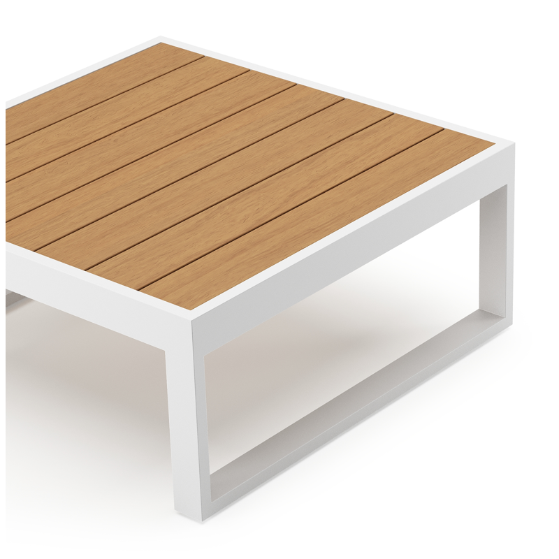Caldela loungetafel in wit aluminium en polywood - L 70 x B 70 x H 31 cm