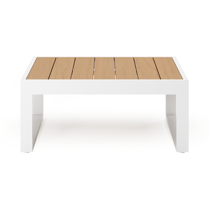 Caldela loungetafel in wit aluminium en polywood - L 70 x B 70 x H 31 cm