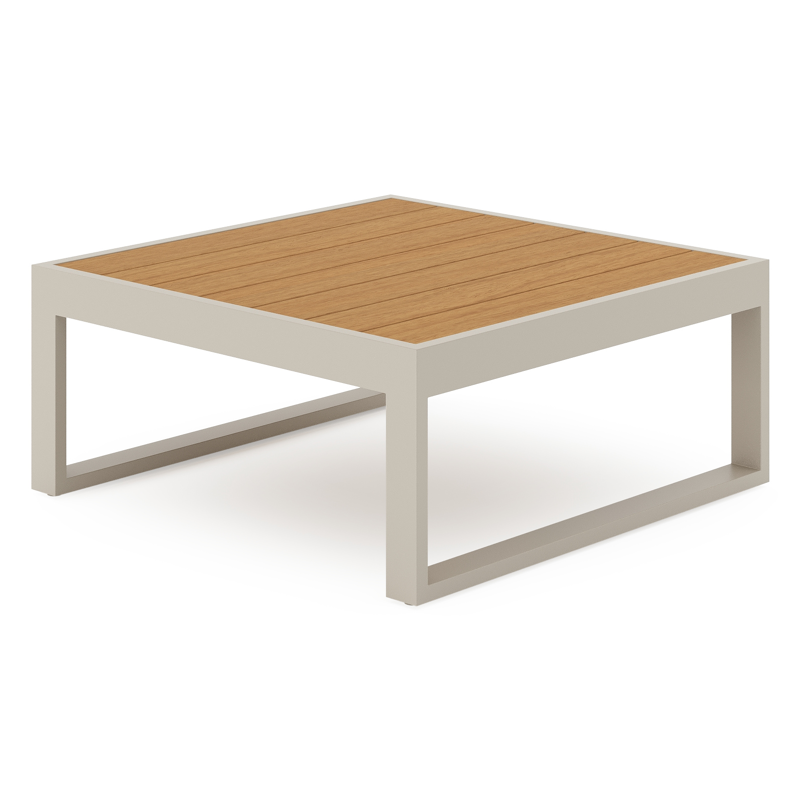 Caldela loungetafel in beige aluminium en polywood - L 70 x B 70 x H 31 cm