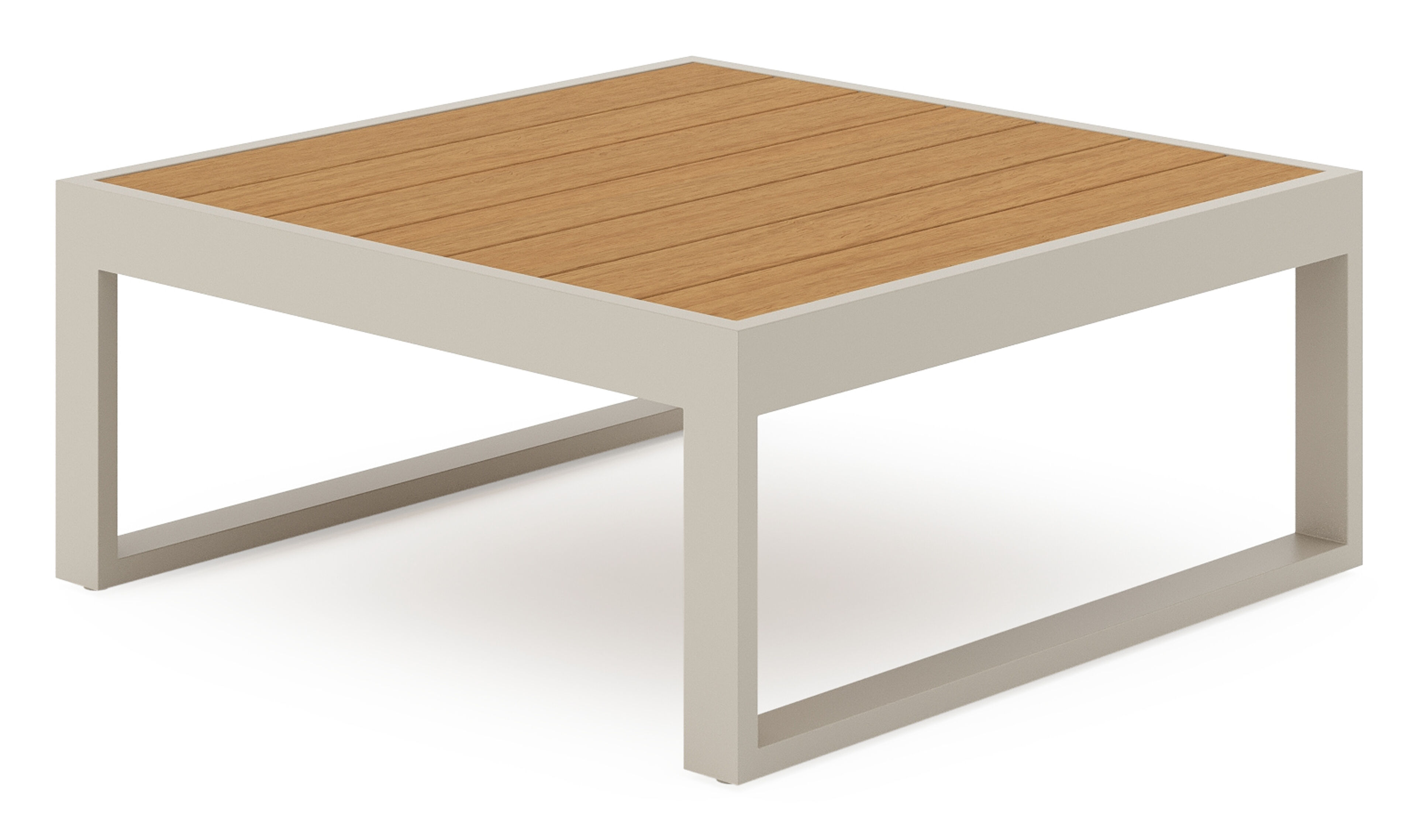 Caldela loungetafel in beige aluminium en polywood - L 70 x B 70 x H 31 cm