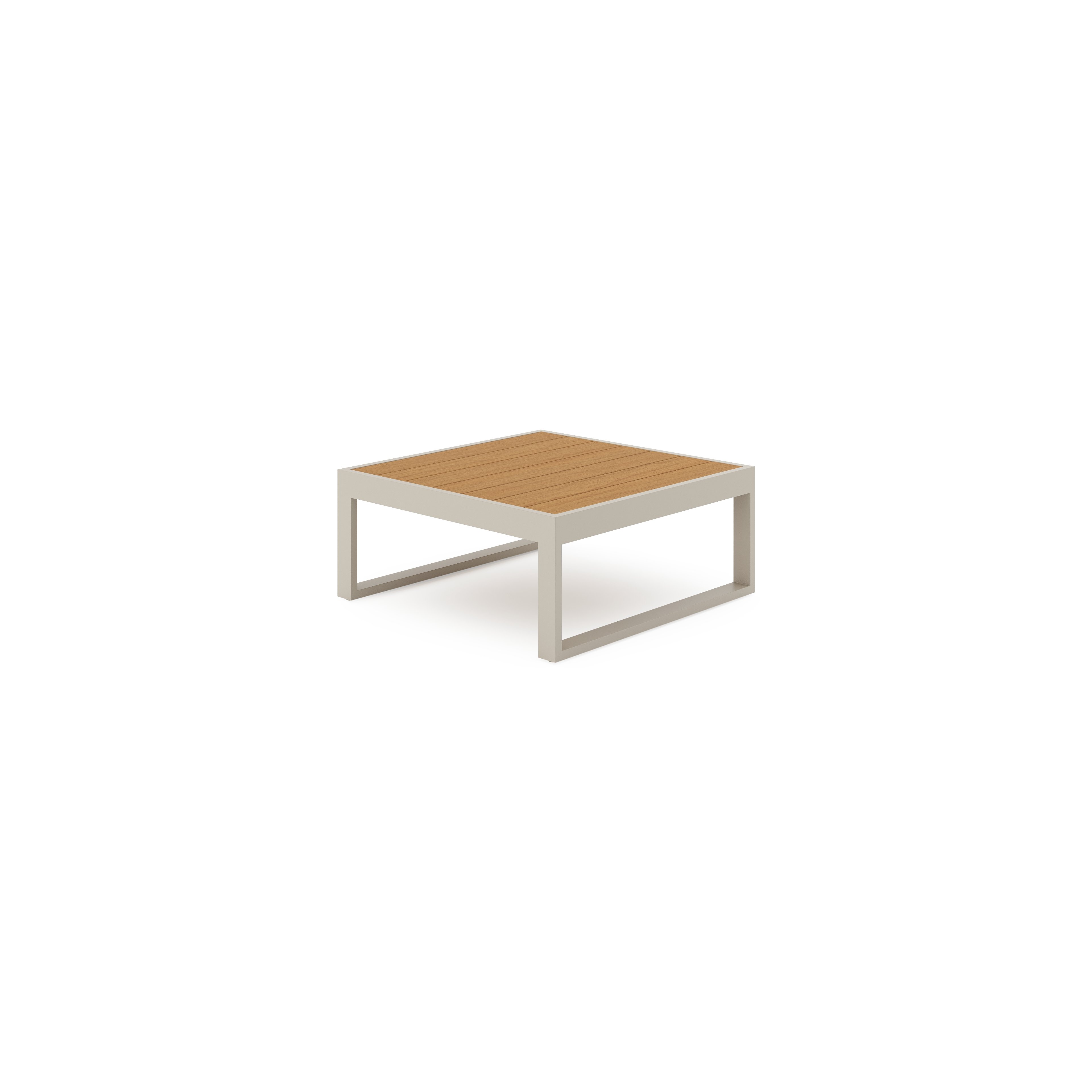 Caldela loungetafel in beige aluminium en polywood - L 70 x B 70 x H 31 cm