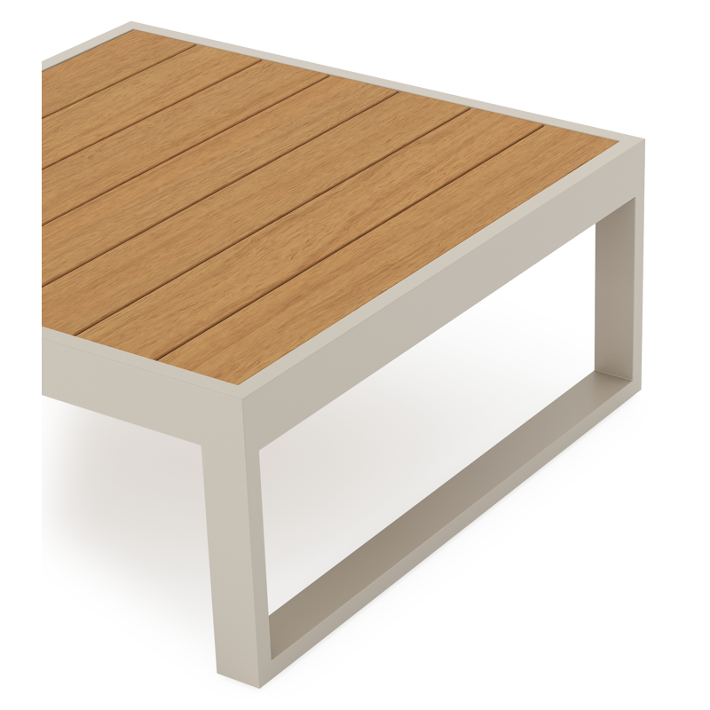 Caldela loungetafel in beige aluminium en polywood - L 70 x B 70 x H 31 cm
