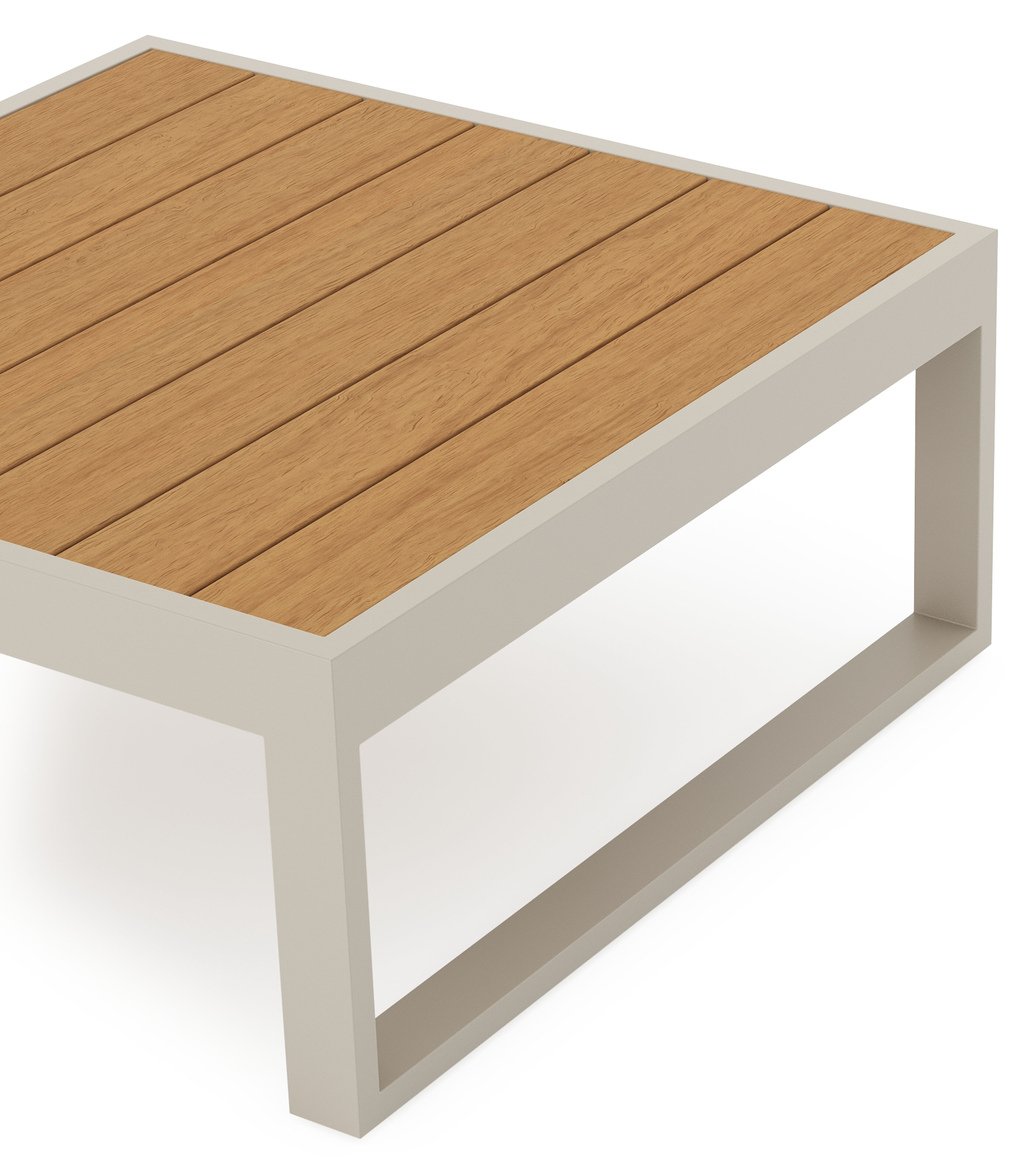 Caldela loungetafel in beige aluminium en polywood - L 70 x B 70 x H 31 cm