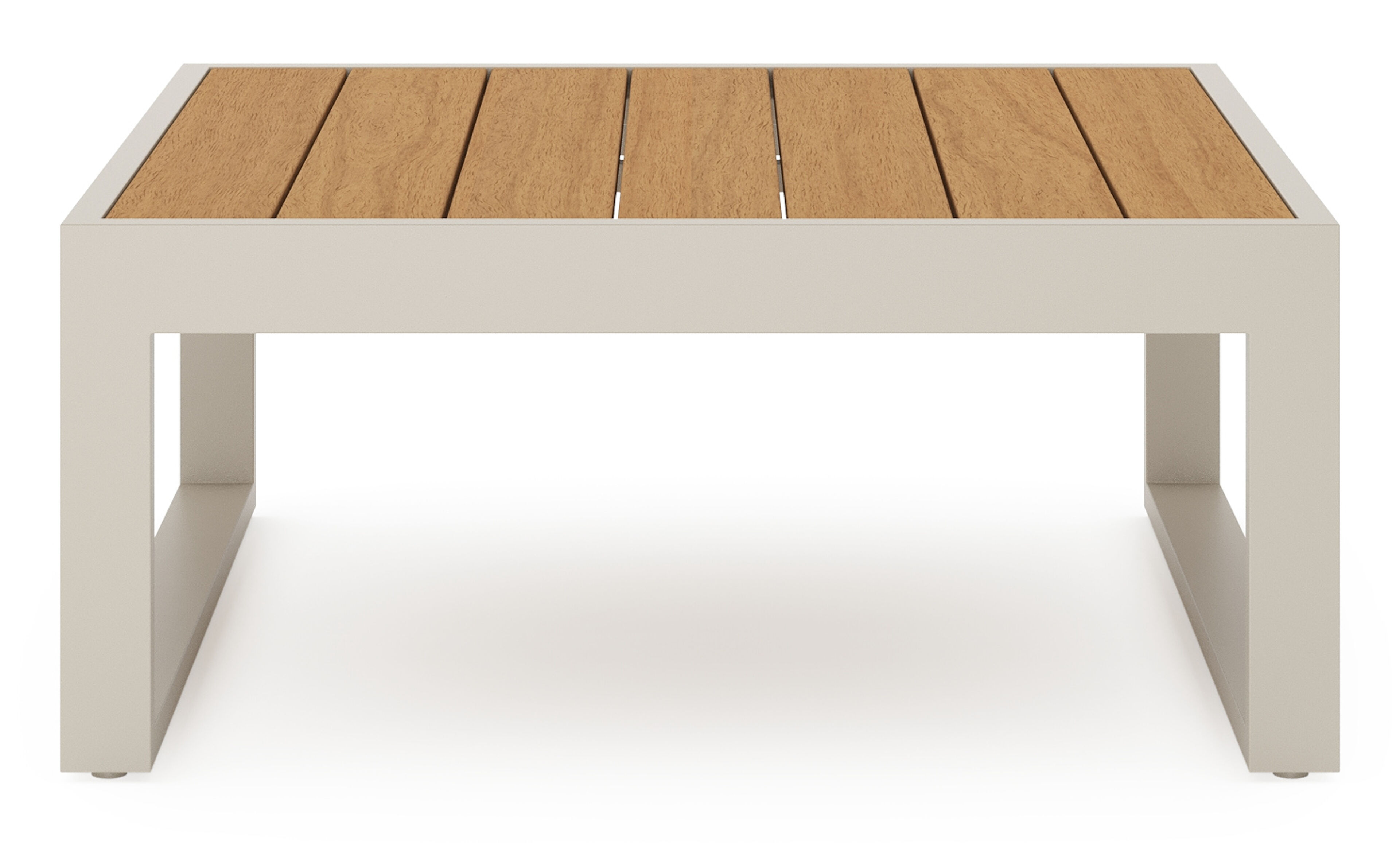 Caldela loungetafel in beige aluminium en polywood - L 70 x B 70 x H 31 cm
