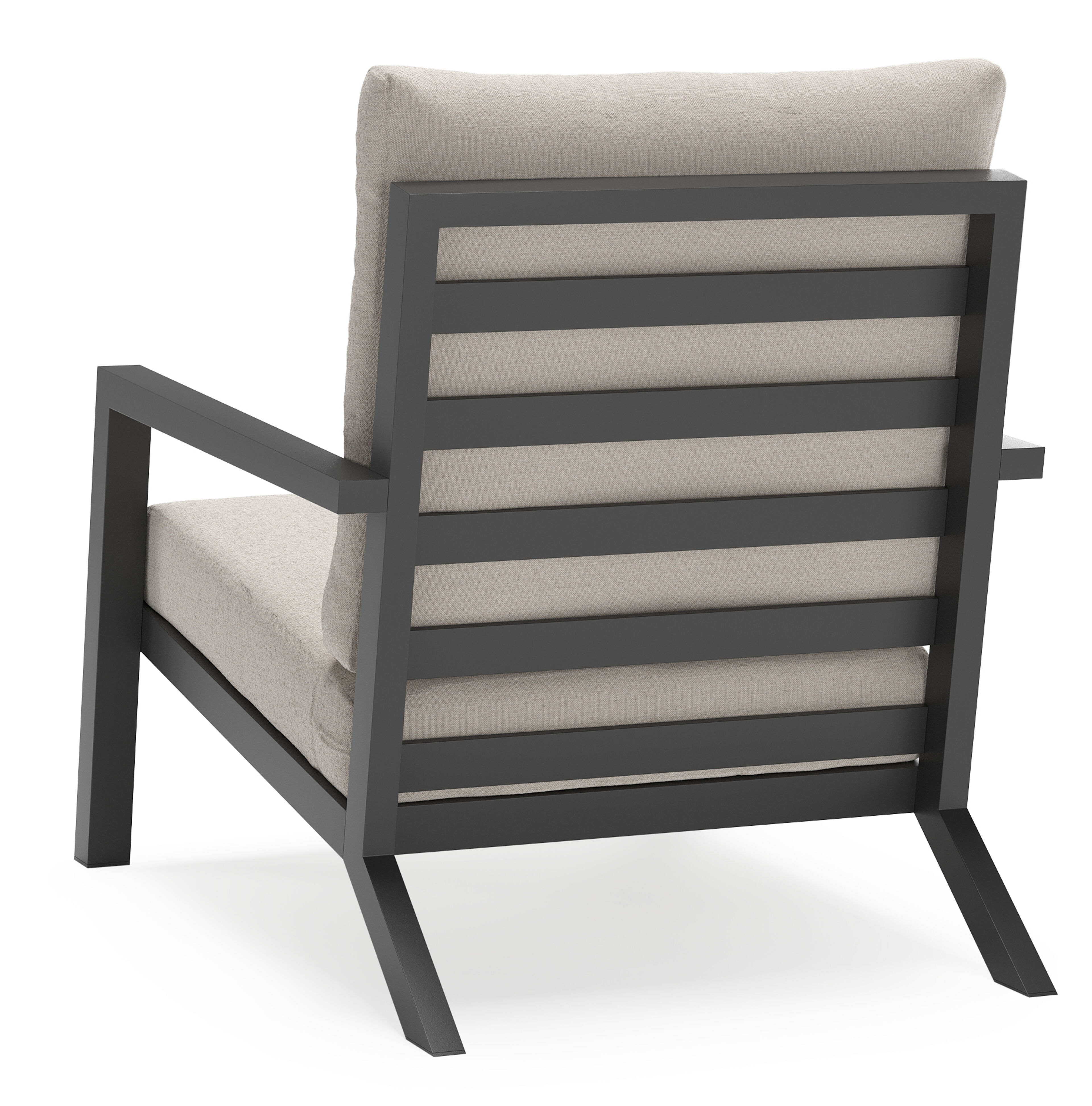 Alcudia loungestoel in zwart aluminium met beige Weather+ Olefin kussens