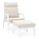 Fauteuil de jardin Mismo en aluminium blanc avec coussins en weather+ softtouch beige