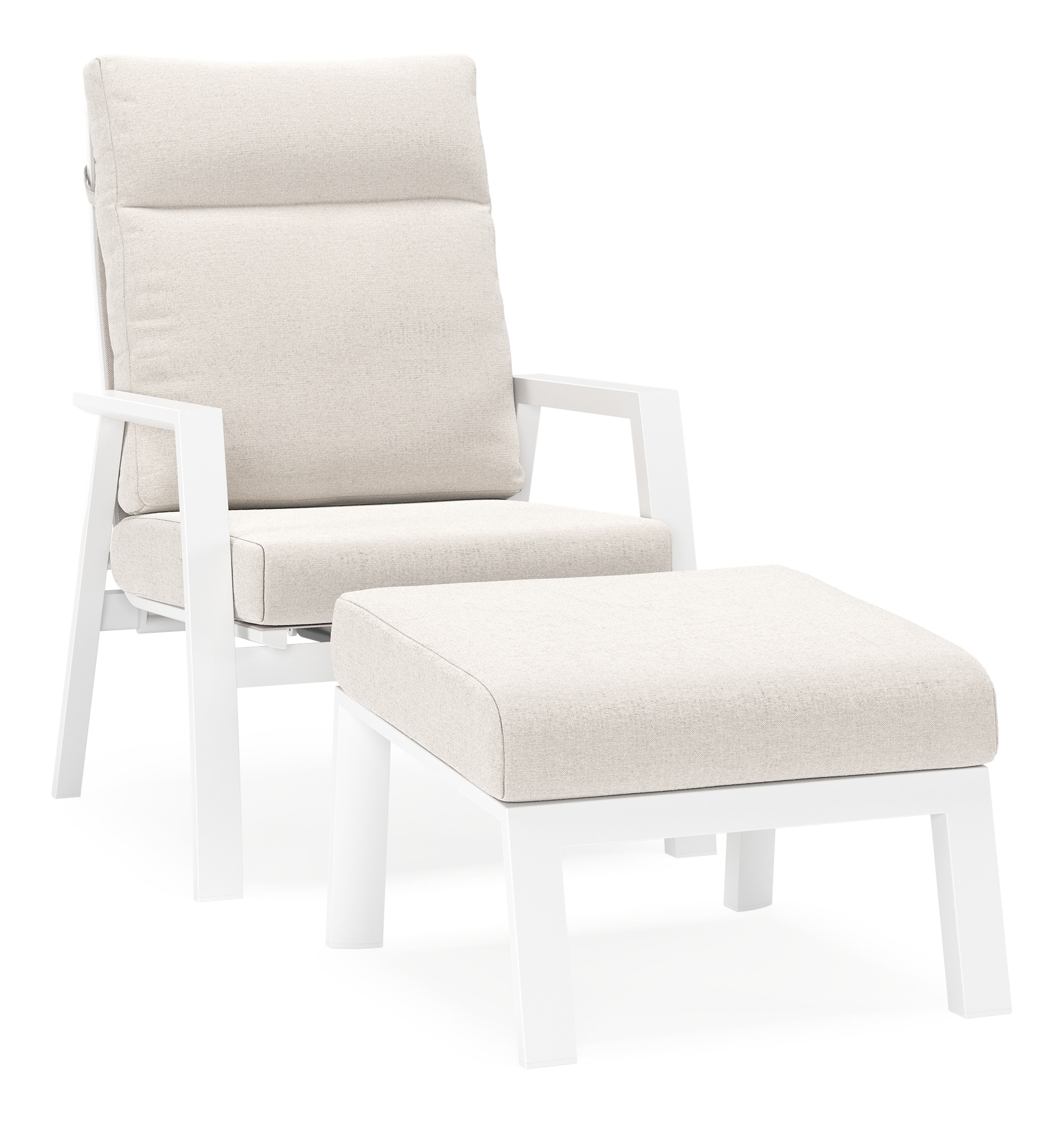 Fauteuil de jardin Mismo en aluminium blanc avec coussins en weather+ softtouch beige