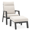 Fauteuil de jardin Mismo en aluminium noir avec coussins en weather+ softtouch beige