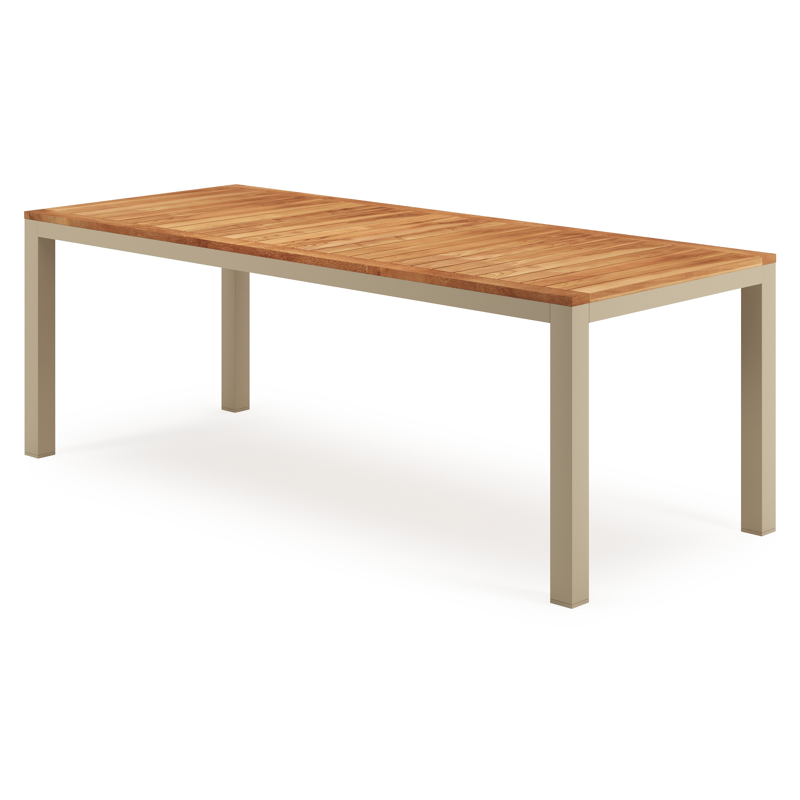 Varese tuintafel rechthoekig in beige aluminium en teak - L 220 x B 92 x H 73.5 cm