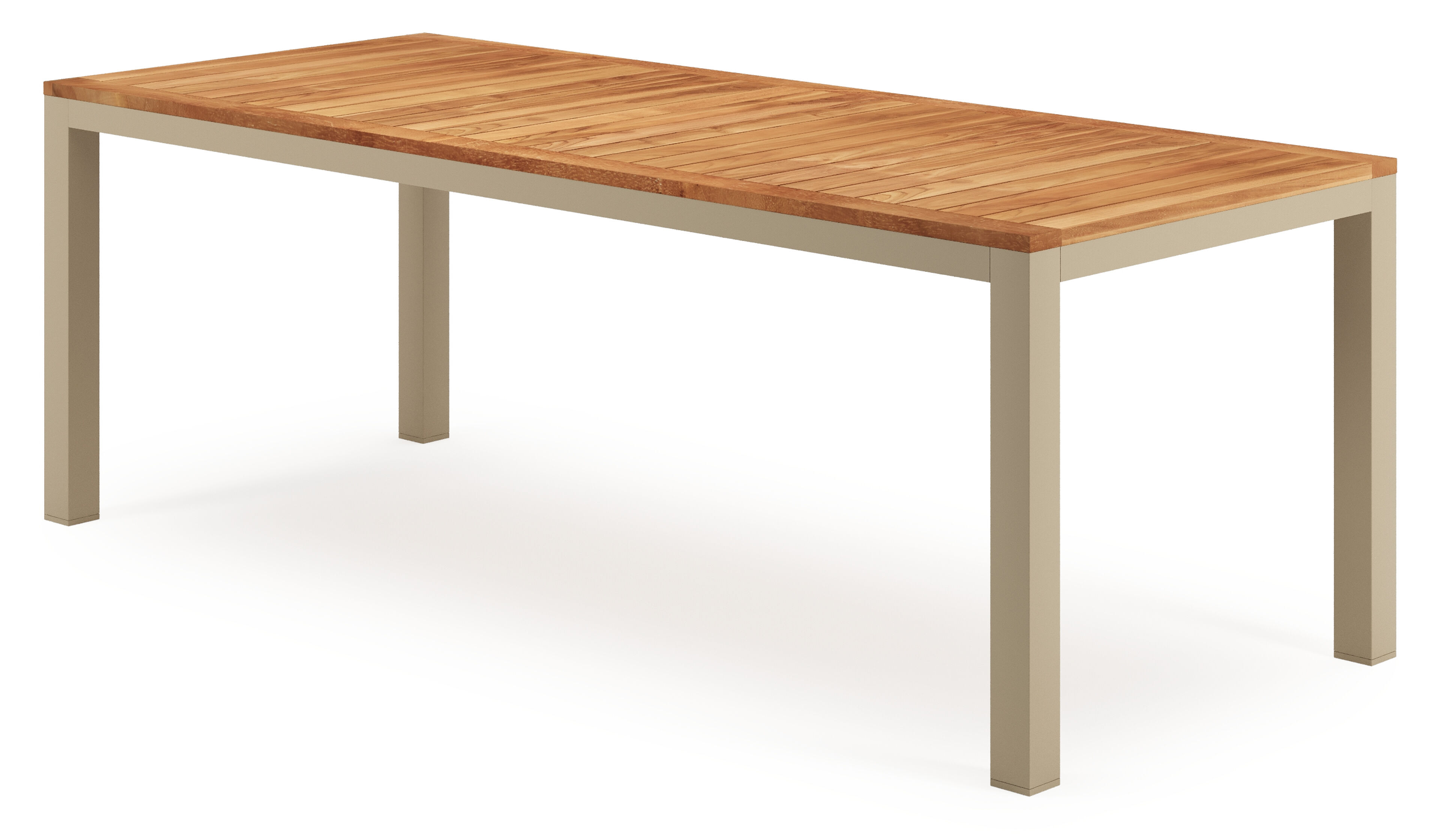 Varese tuintafel rechthoekig in beige aluminium en teak - L 220 x B 92 x H 73.5 cm