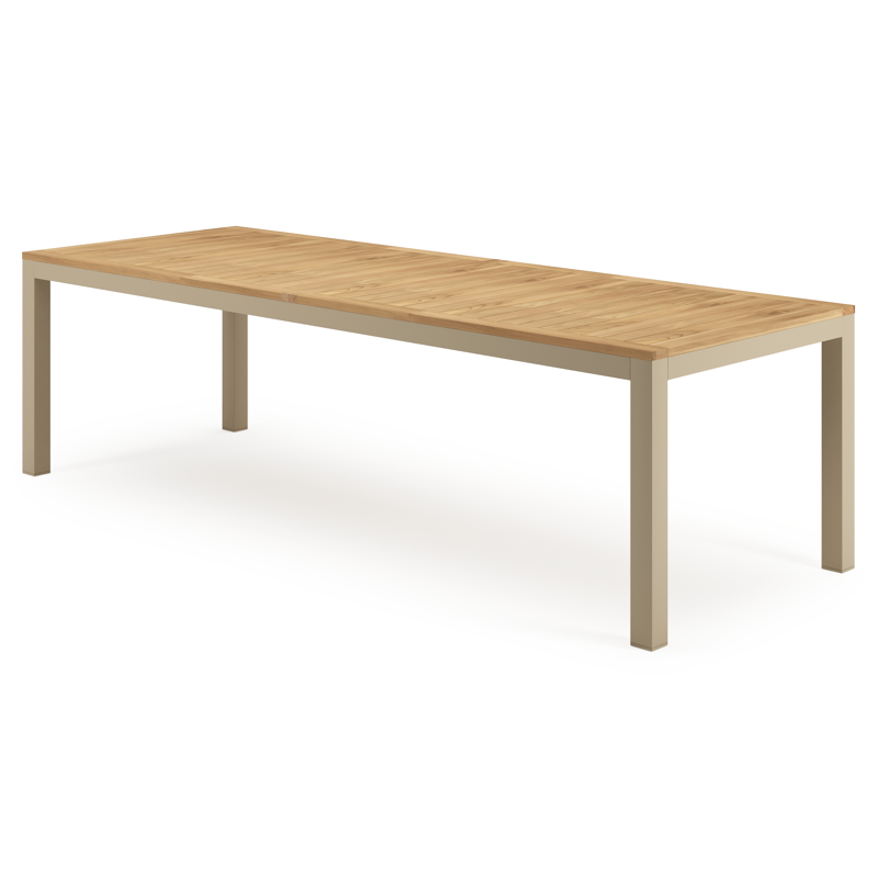 Varese tuintafel in beige  aluminium en teak - L 270 x B 100 cm
