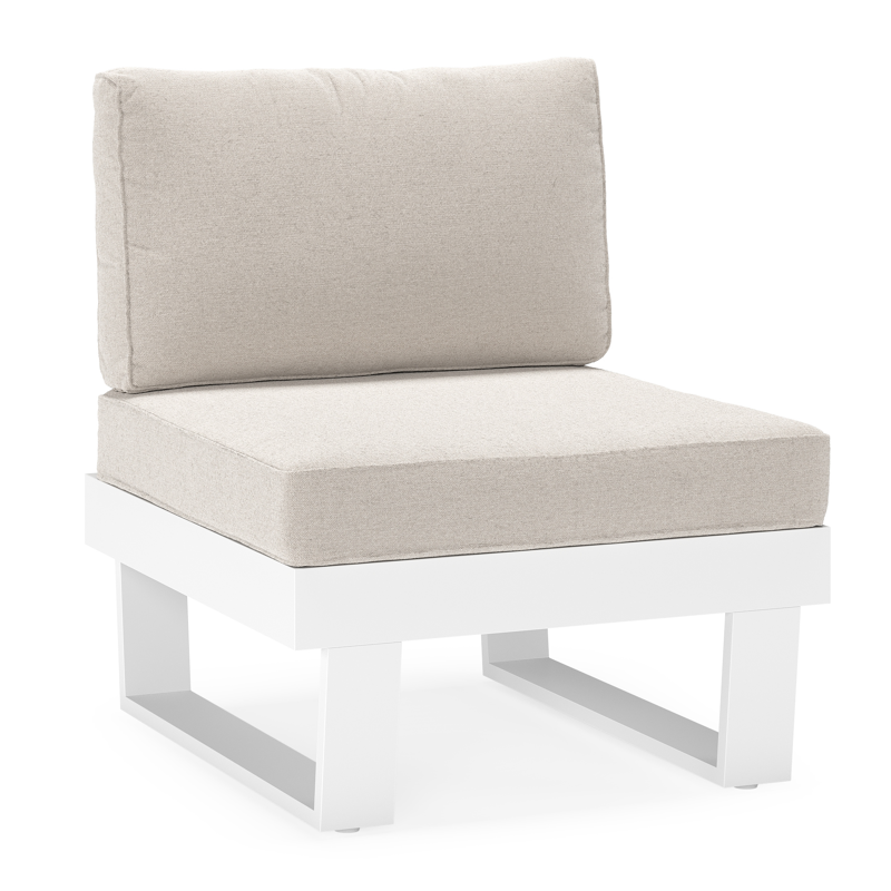 Alora loungestoel in wit aluminium met beige weather+ softtouch kussens