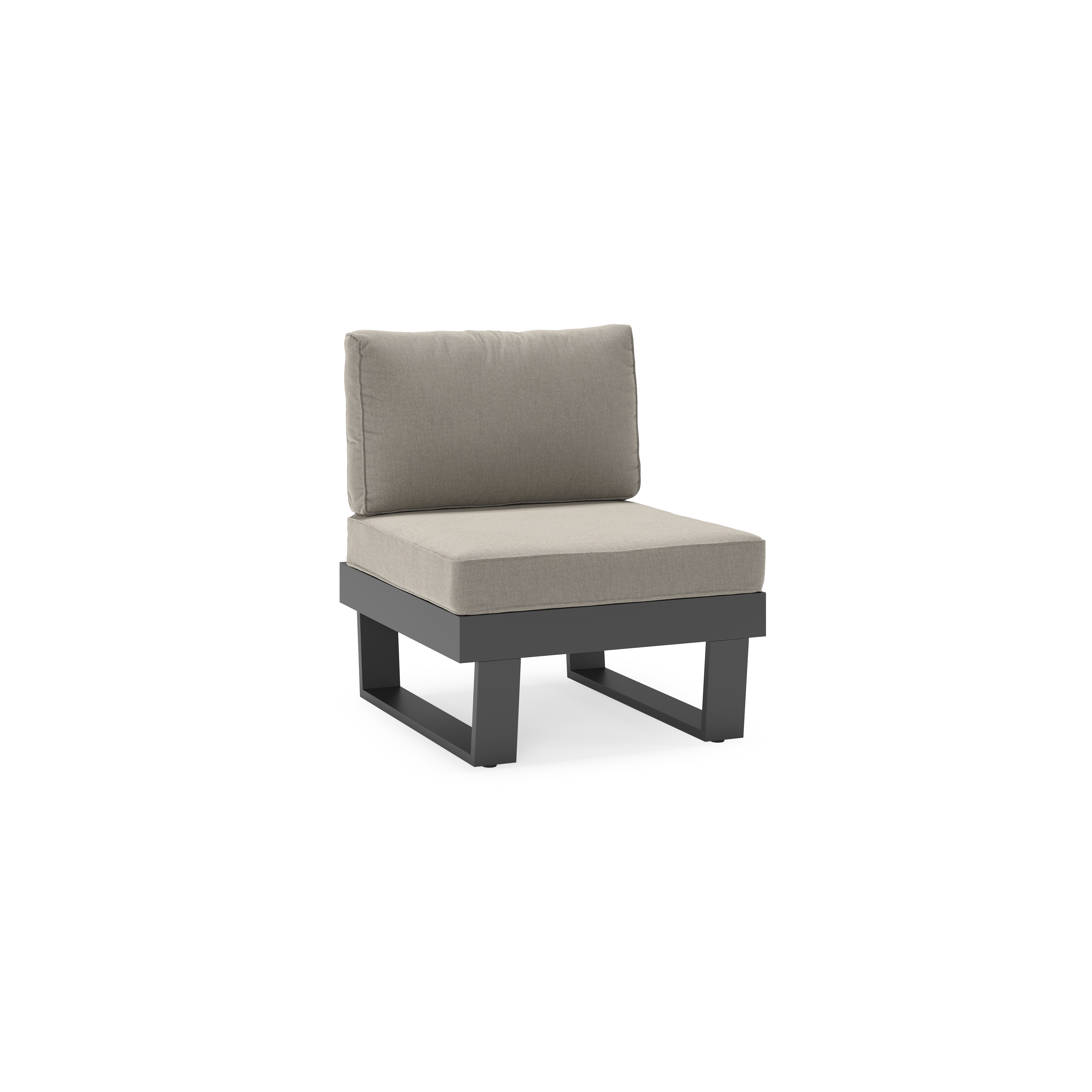 Fauteuil de jardin Alora en aluminium noir avec coussins en weather+ softtouch gris