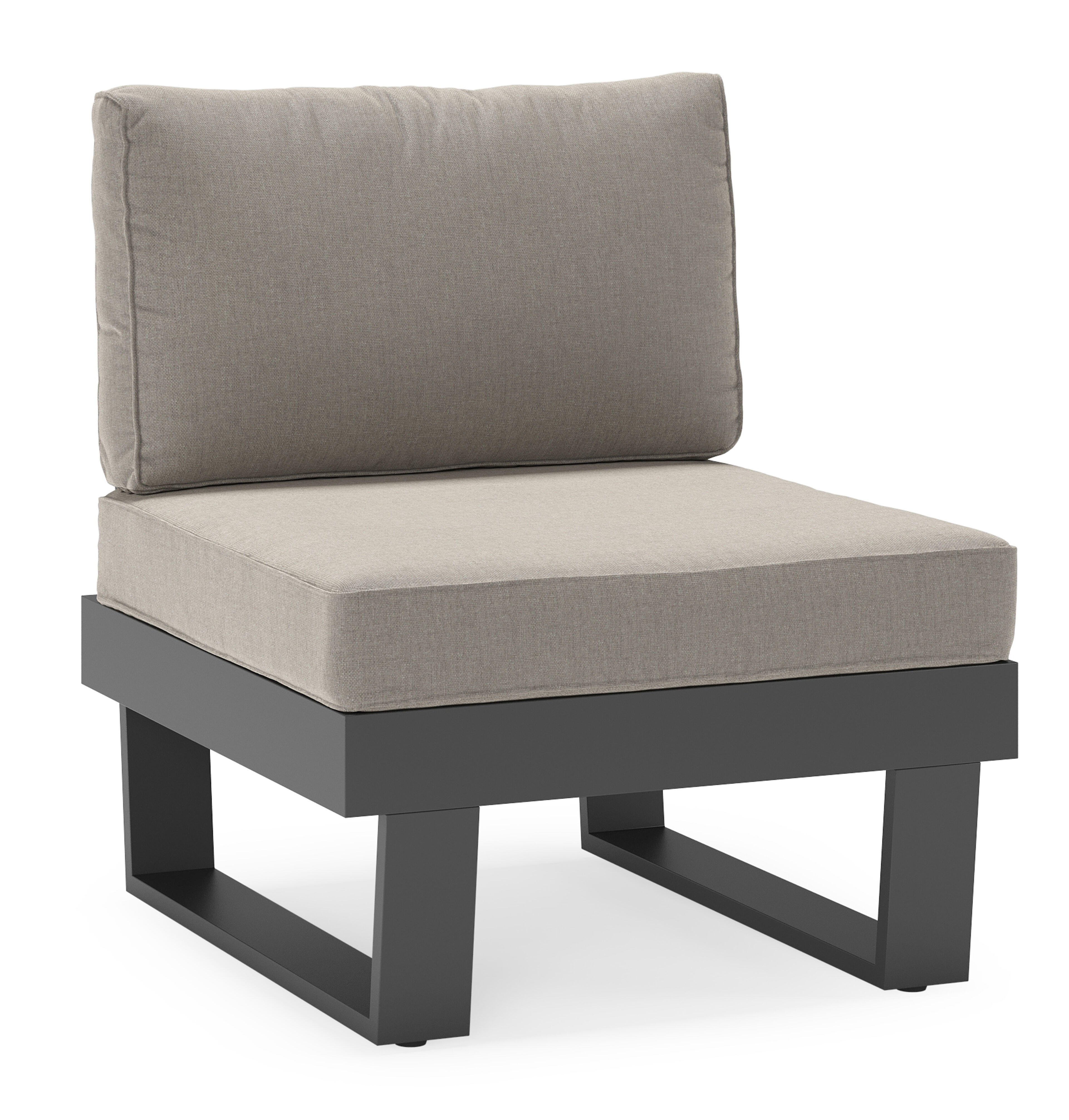 Alora loungestoel in zwart aluminium met grijs weather+ softtouch kussens