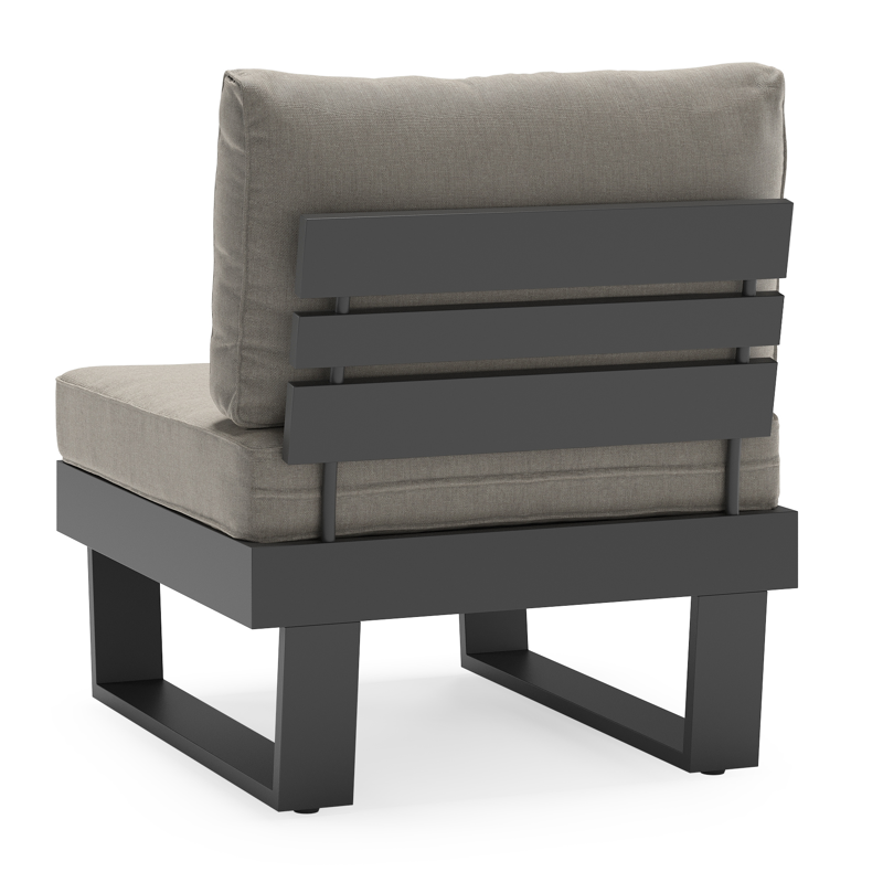 Alora loungestoel in zwart aluminium met grijs weather+ softtouch kussens
