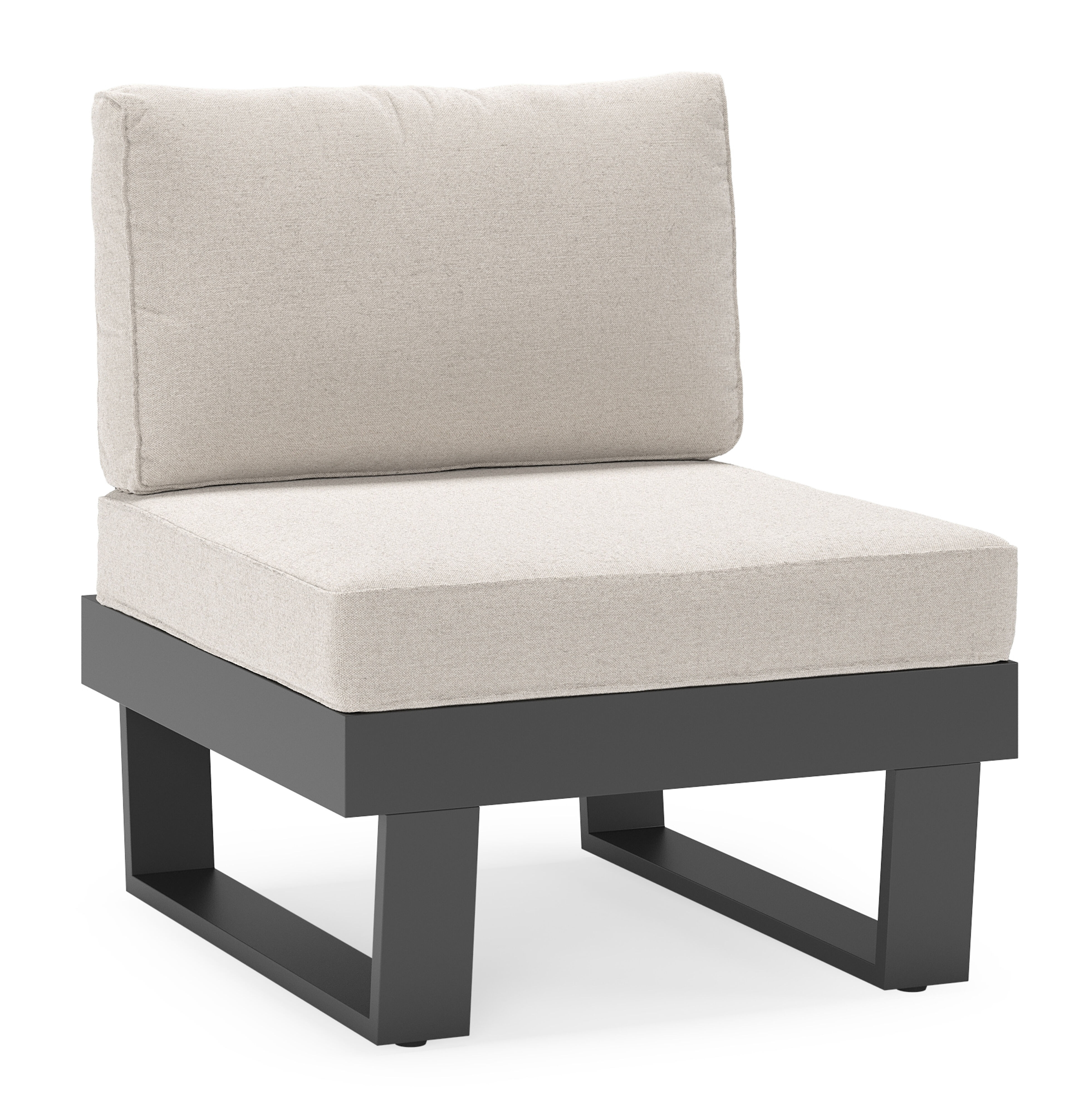 Alora loungestoel in zwart aluminium met beige weather+ softtouch kussens