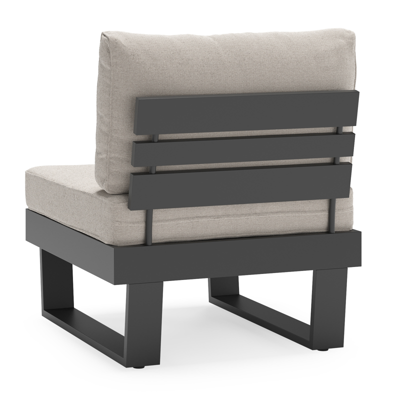 Alora loungestoel in zwart aluminium met beige weather+ softtouch kussens
