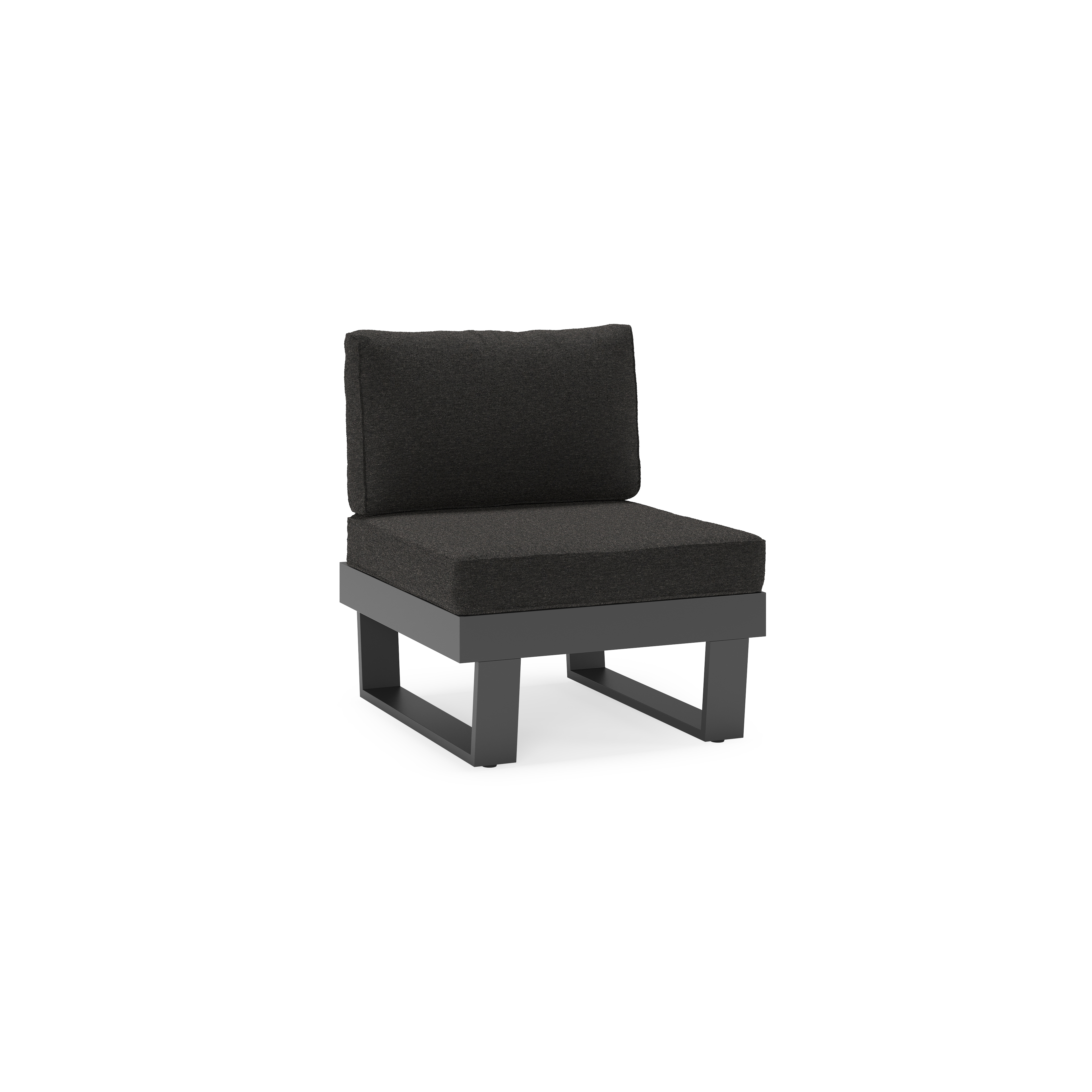 Alora loungestoel in zwart aluminium met zwart weather+ softtouch kussens