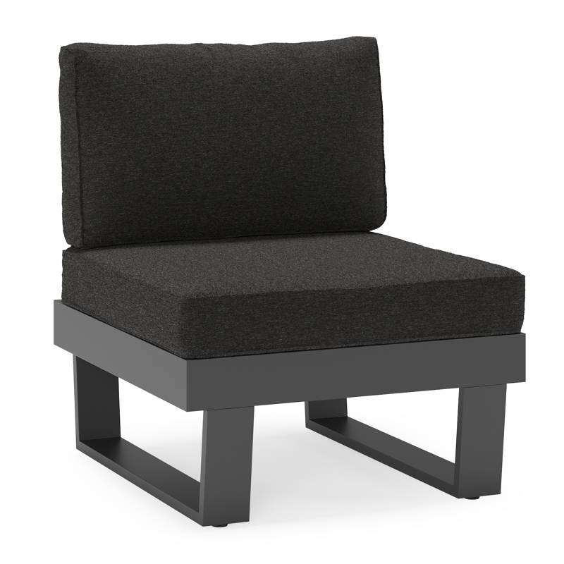 Alora loungestoel in zwart aluminium met zwart weather+ softtouch kussens