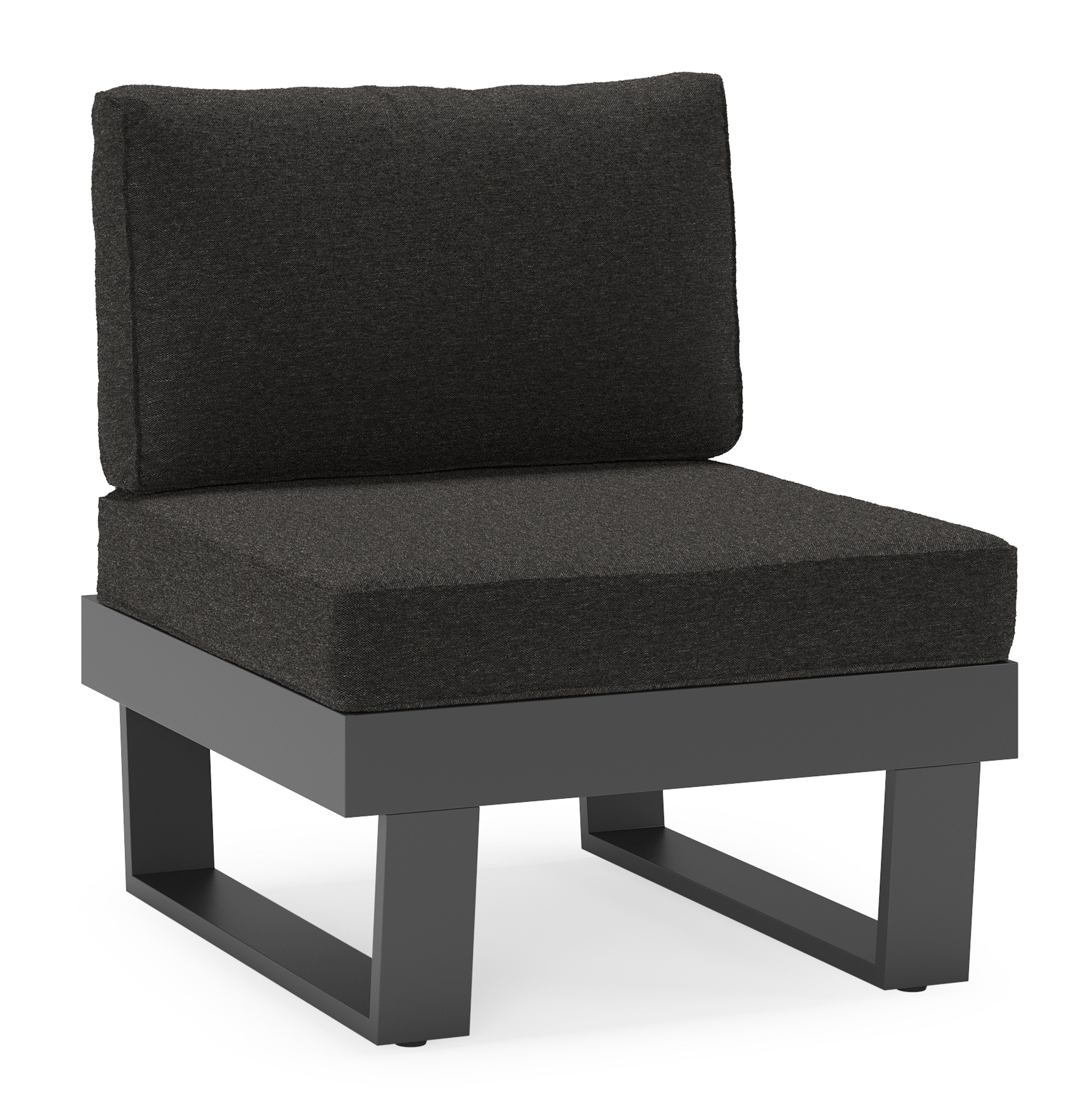 Fauteuil de jardin Alora en aluminium noir avec coussins en weather+ softtouch noir
