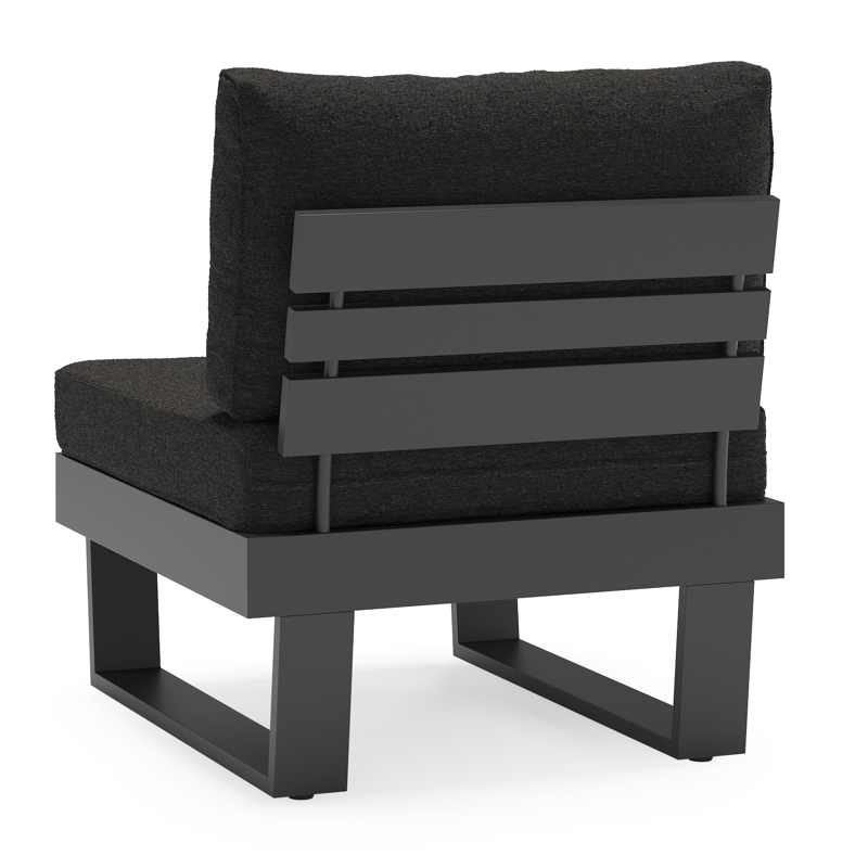 Fauteuil de jardin Alora en aluminium noir avec coussins en weather+ softtouch noir